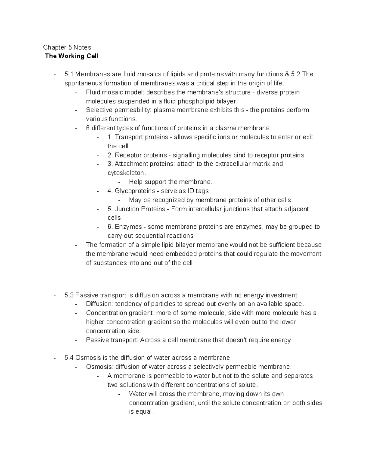 BIO CH.5 Notes - My teachers name is Bethanie Michelle Statler and she ...