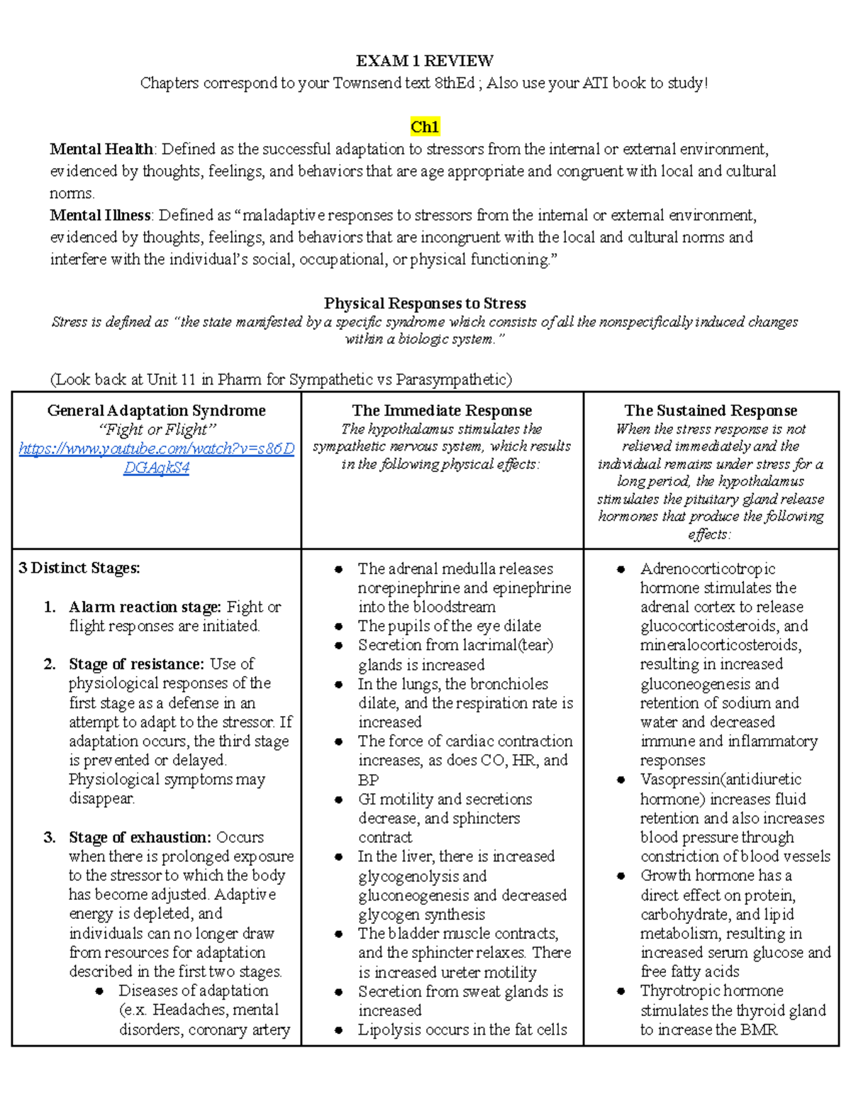 PSYC EXAM Review 1 - Noelia - EXAM 1 REVIEW Chapters correspond to your ...