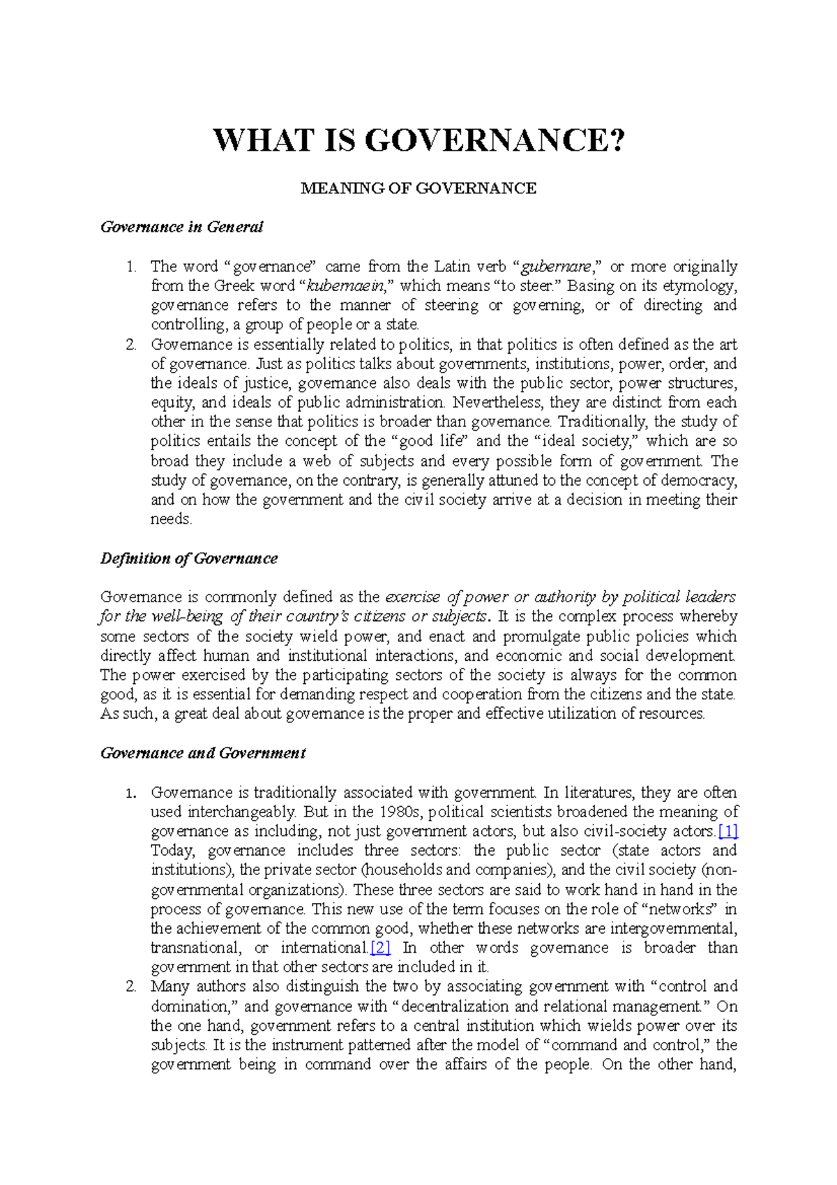WHAT IS Governance AND ITS RELEVANCE - WHAT IS GOVERNANCE? MEANING OF ...