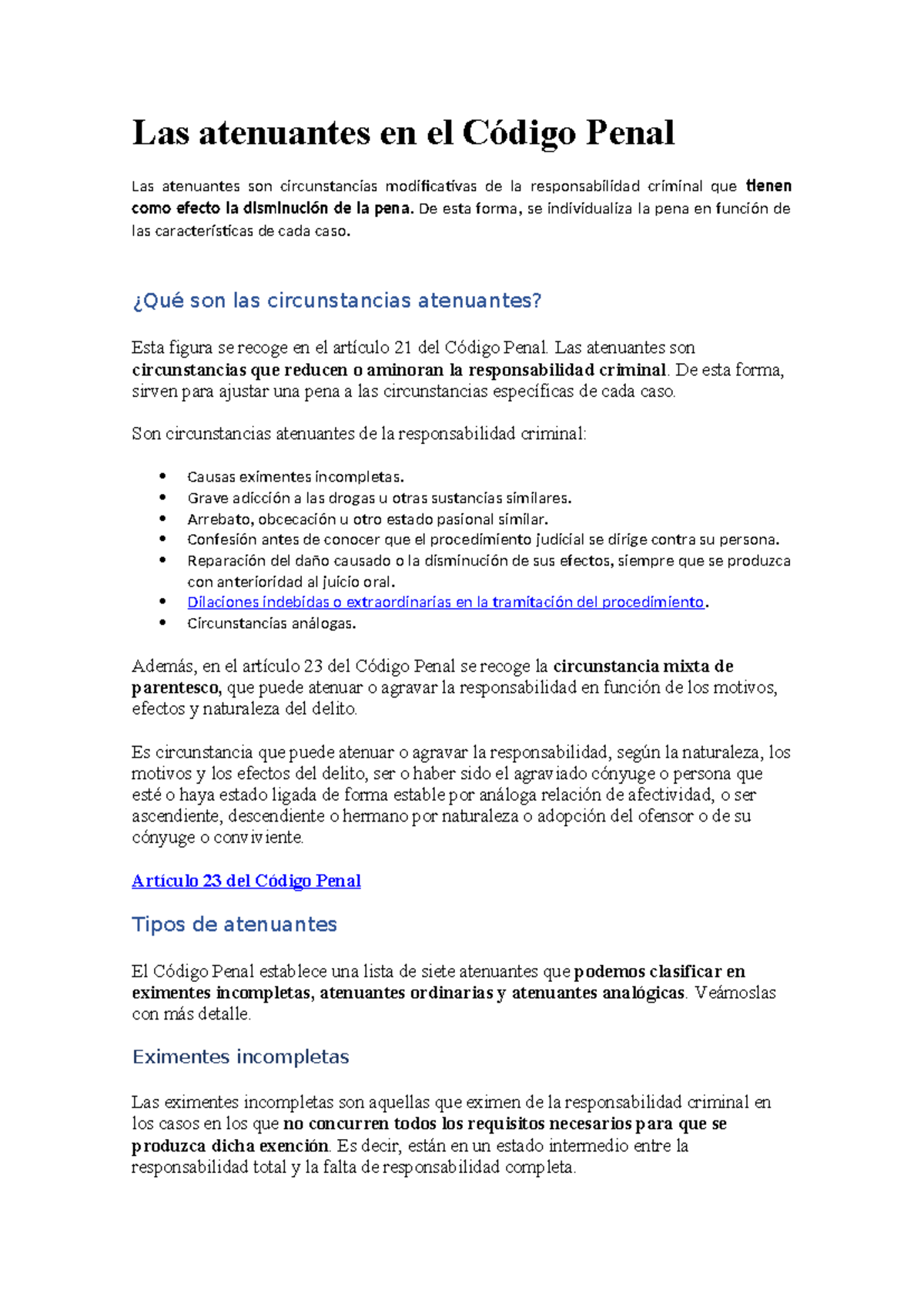 Las atenuantes en el Código Penal - Las atenuantes en el Código Penal ...
