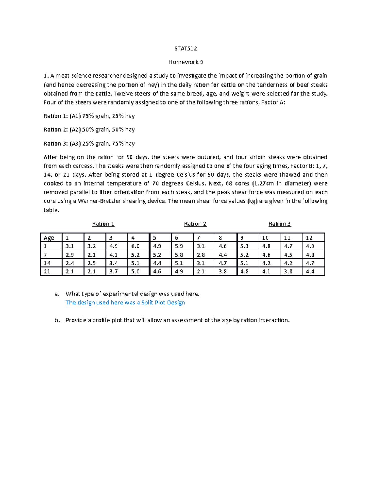 Homework 9 STAT512 - Solutions to task - STAT Homework 9 A meat science ...