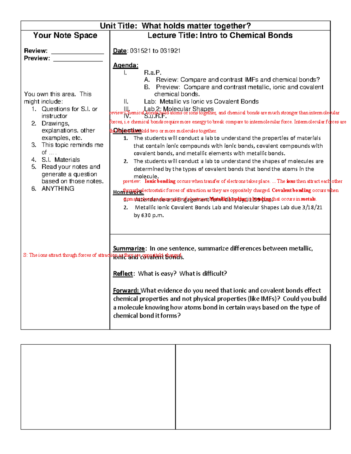 Chemicl some random chem Unit Title What holds matter together