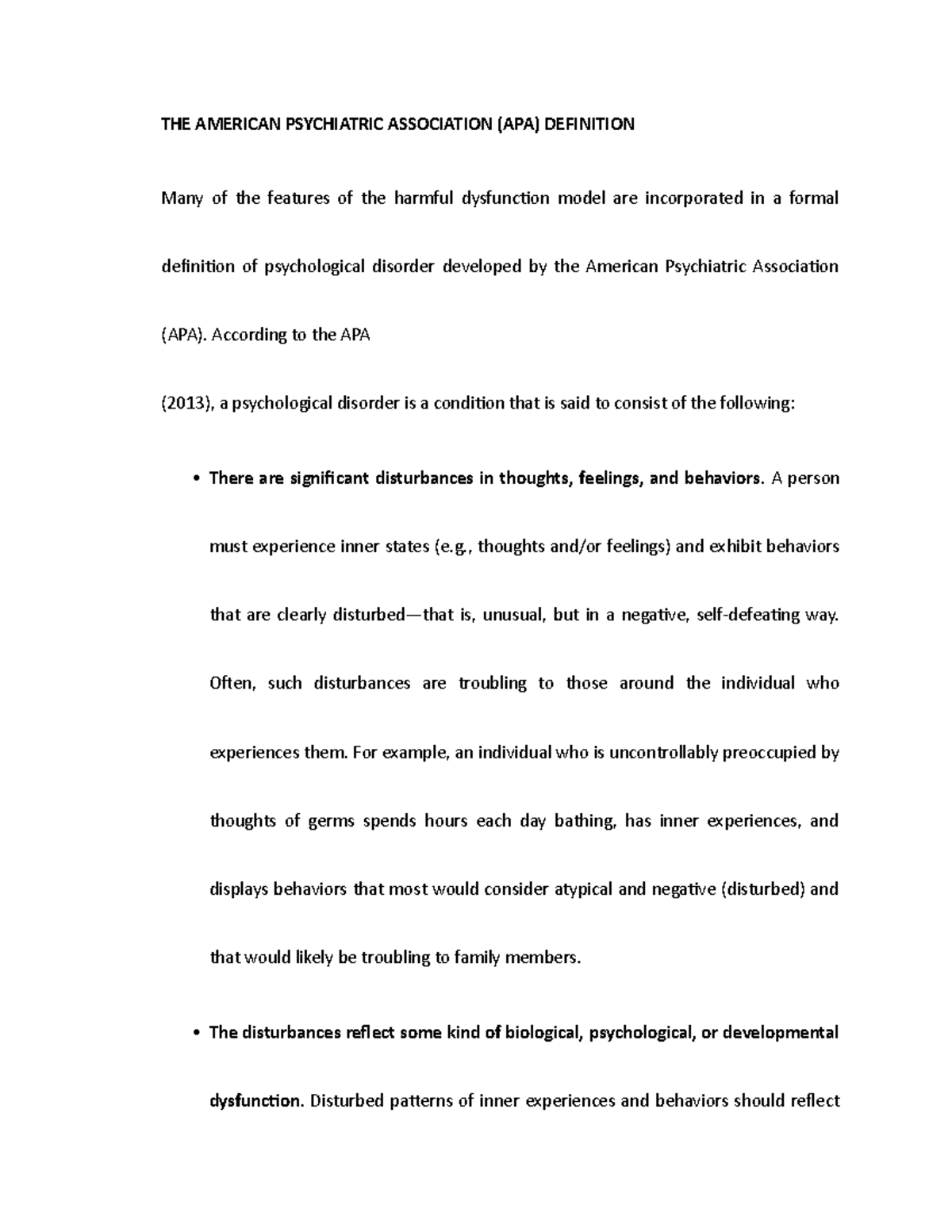 THE American Psychiatric Association THE AMERICAN PSYCHIATRIC ASSOCIATION (APA) DEFINITION