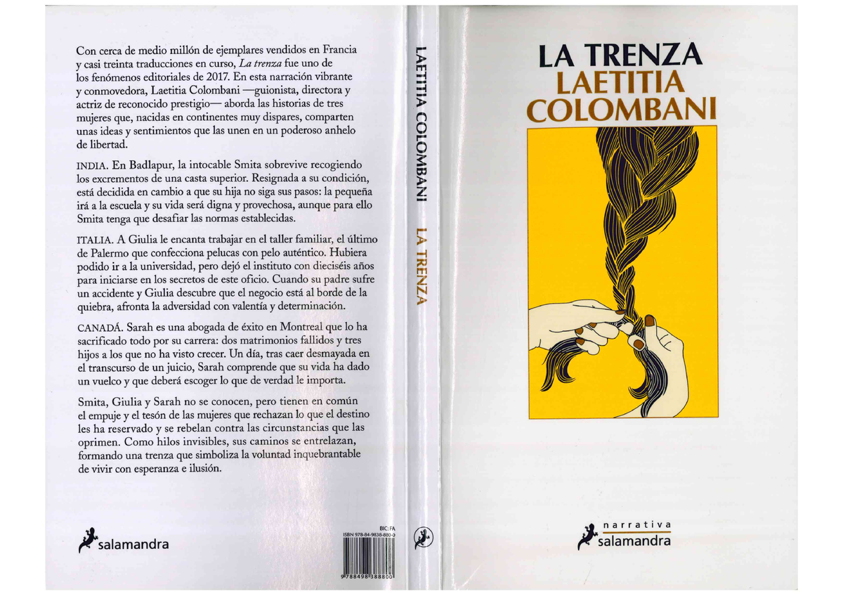 La Trenza Laetitia Colombani - Lengua Castellana y Literatura - Studocu