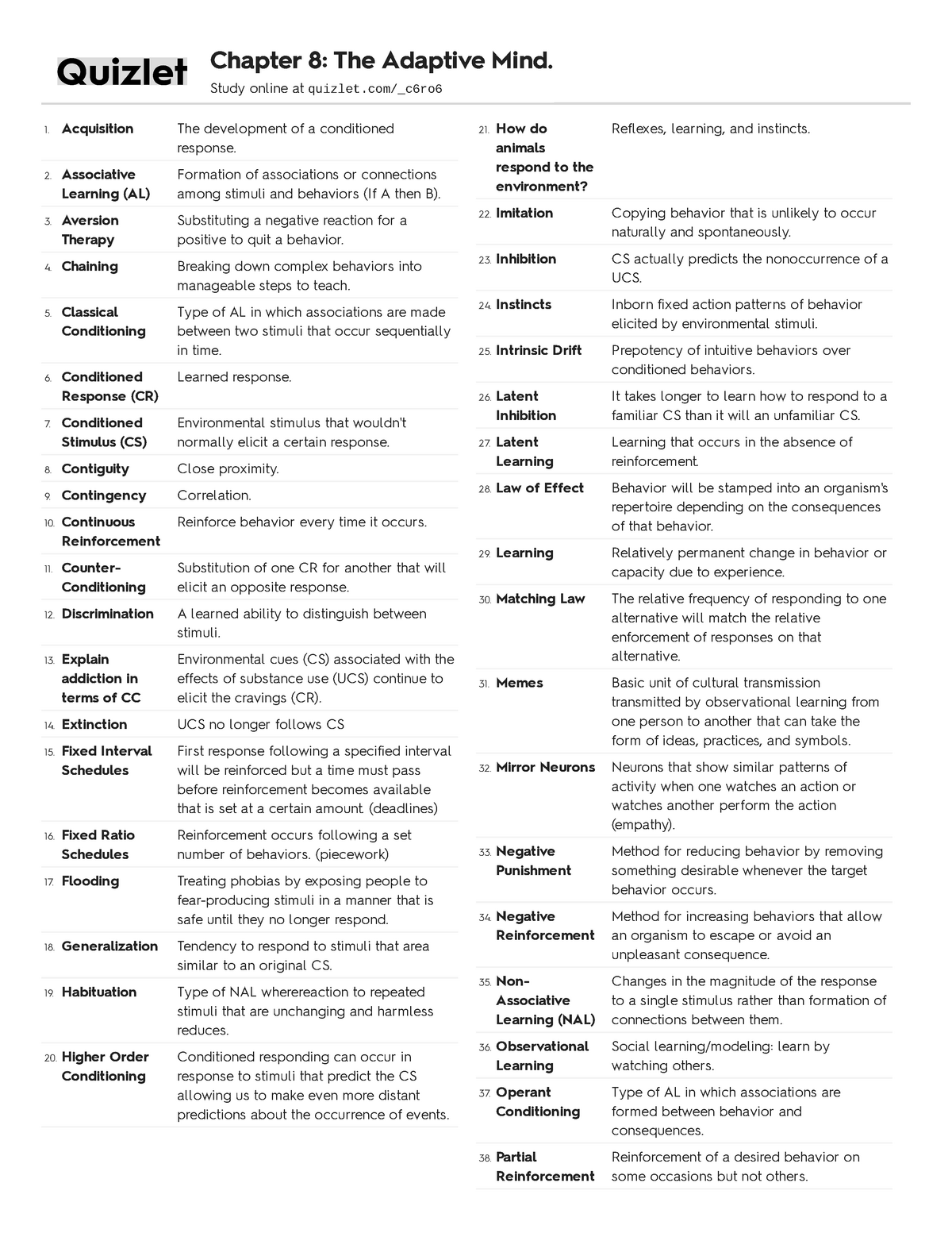 Chapter 8-The Adaptive Mind - Acquisition The development of a ...