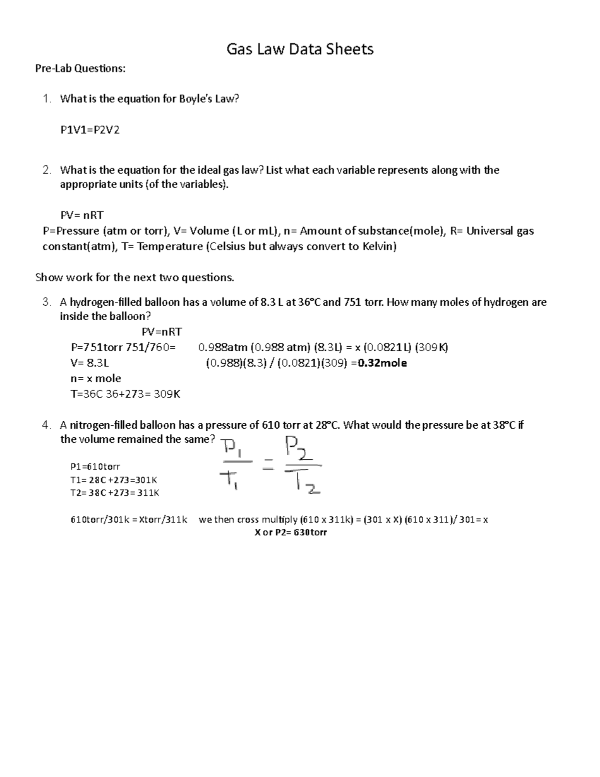 Gas laws lab gas laws lab for intro to chem CHEM 1010 NHCC Studocu