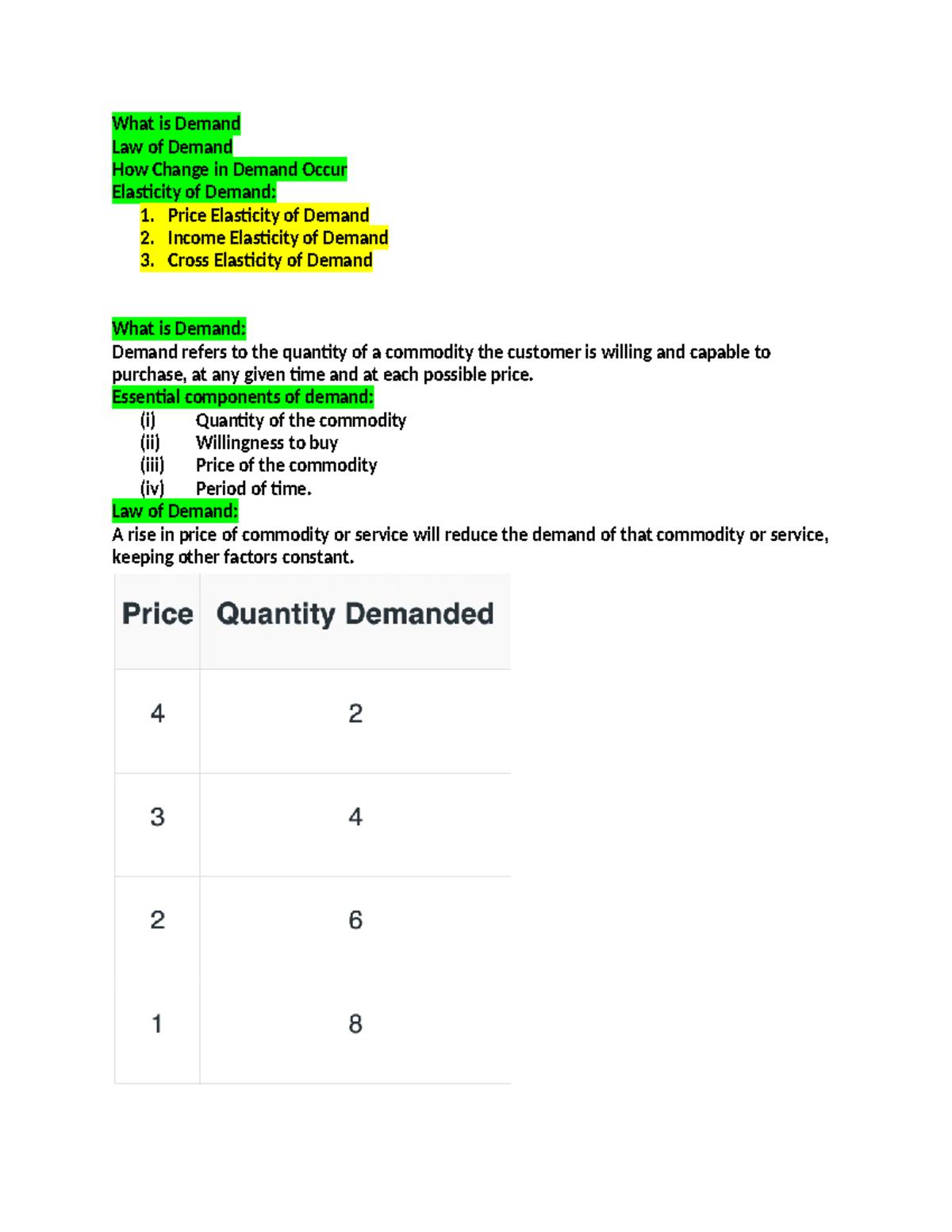 Demand - Price Elasticity of Demand 2. Income Elasticity of Demand 3 ...