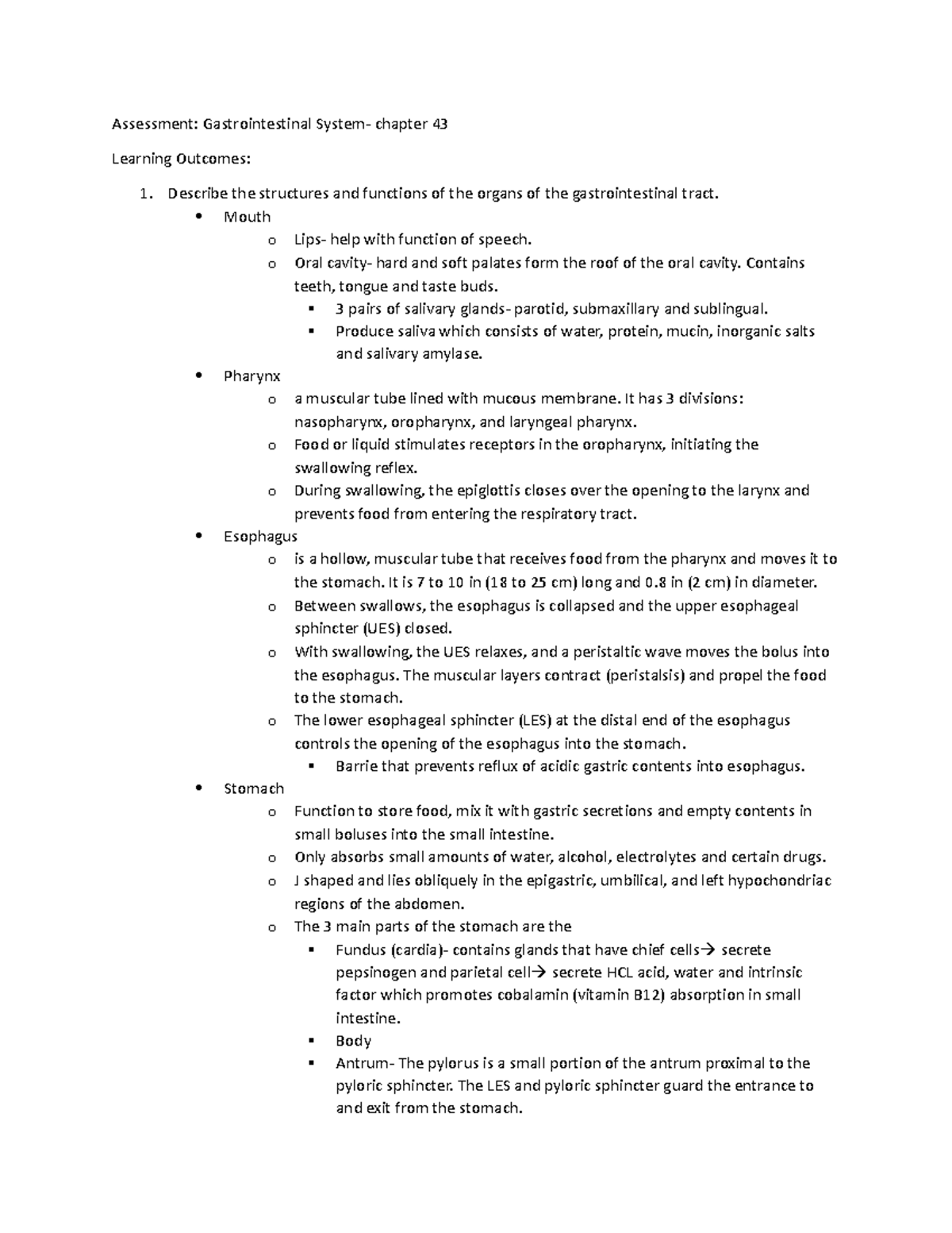 Assessment of GI study guide - Assessment: Gastrointestinal System ...