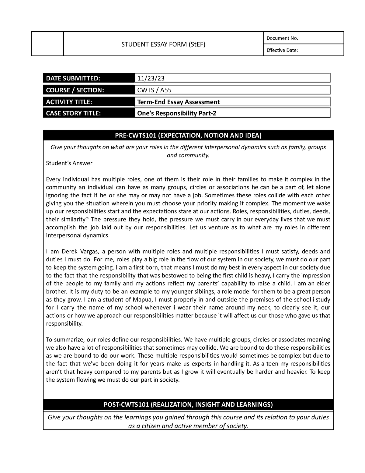 asjdbnsdkbfsCWTS-A55-TEE2 - STUDENT ESSAY FORM (StEF) Document No ...