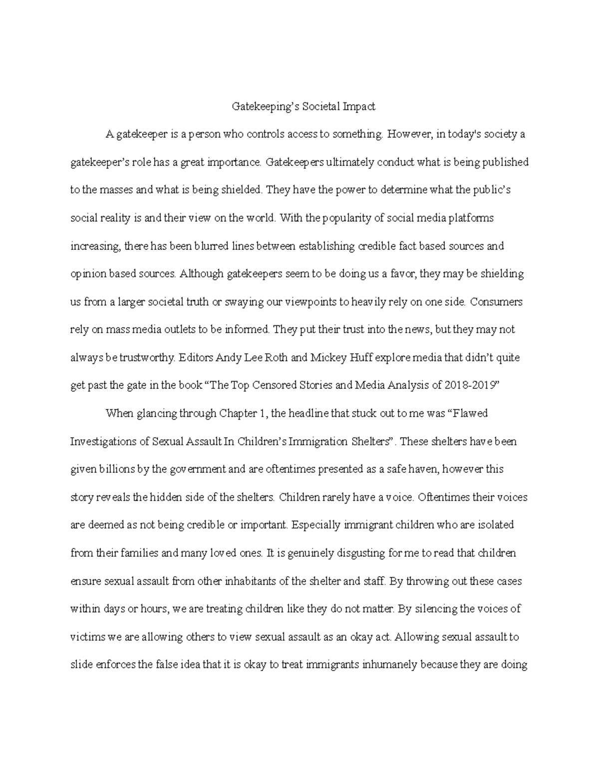 what do you think about this open gate policy essay