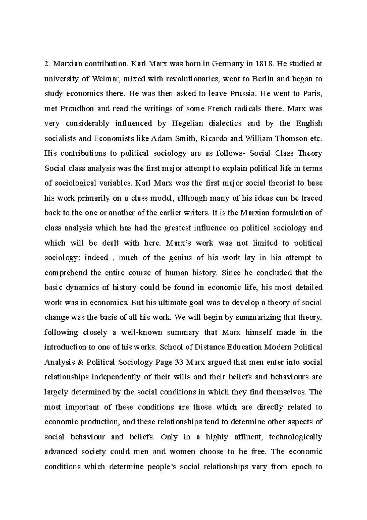 018 Marxian contribution on polirical sociology - Marxian contribution ...