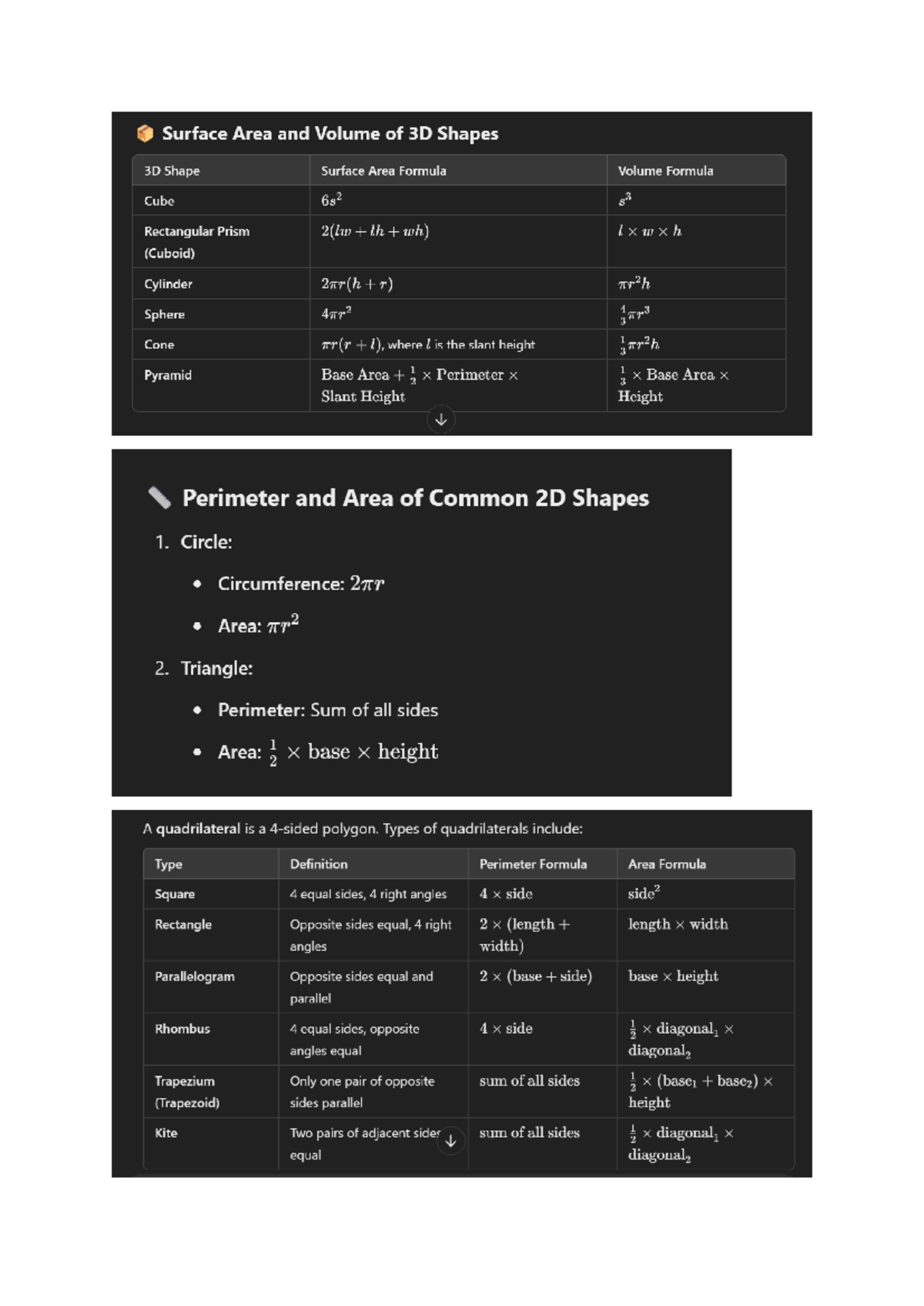 Doc Ok Done Surface Area And Volume Of D Shapes D Shape Surface Area Formula Volume