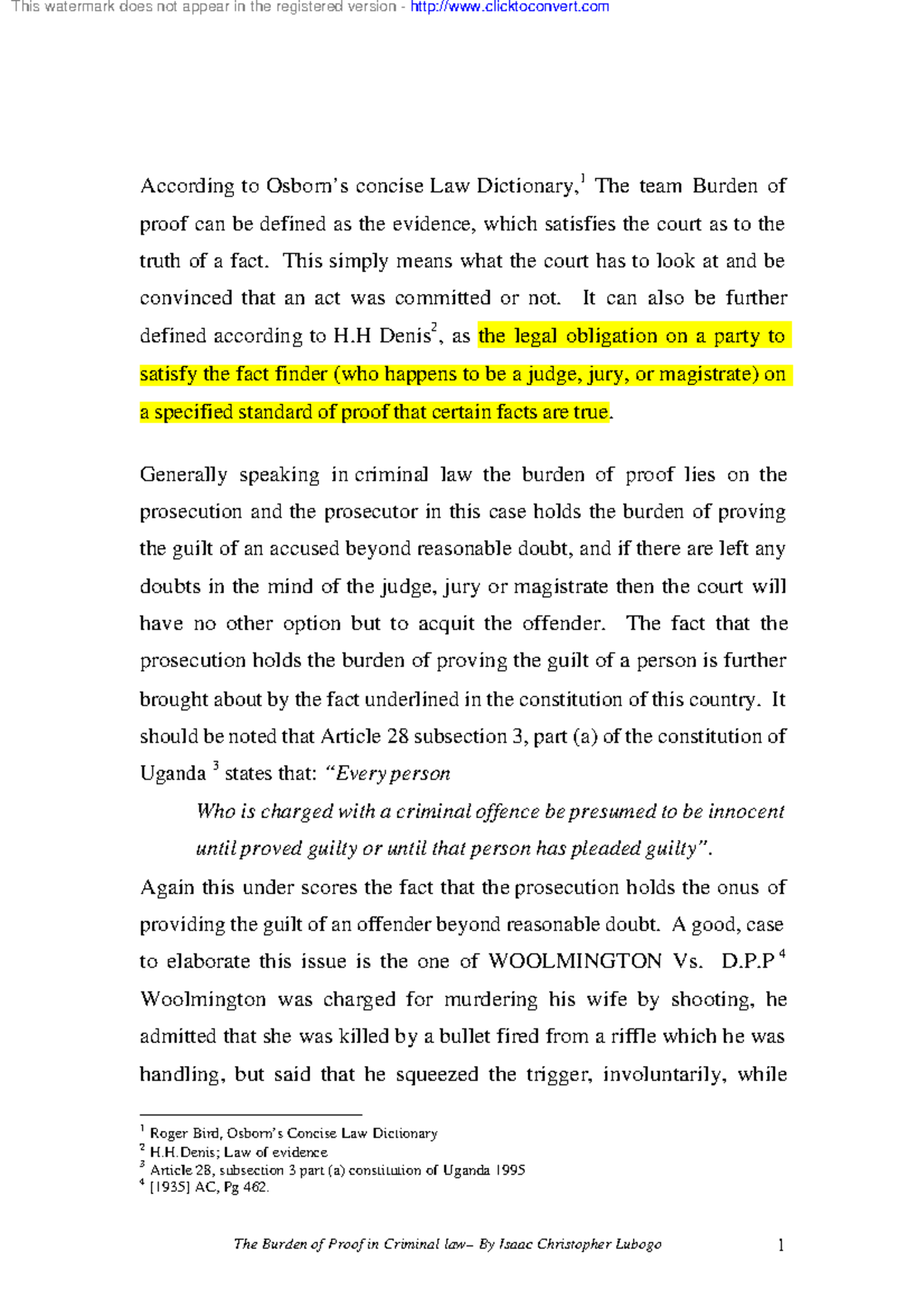 Burden OF Proof IN Criminal Cases - According to Osborn’s concise Law ...