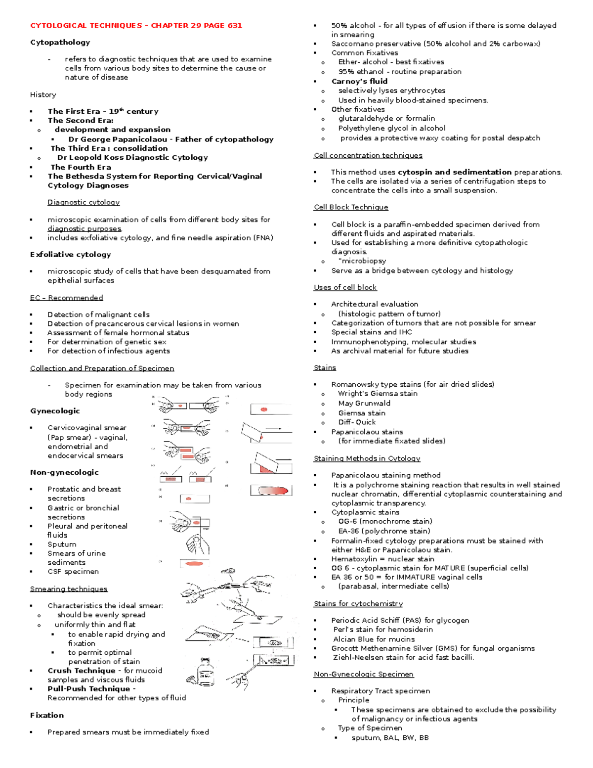 Lecture Notes about Cytological Techniques in Histopathology