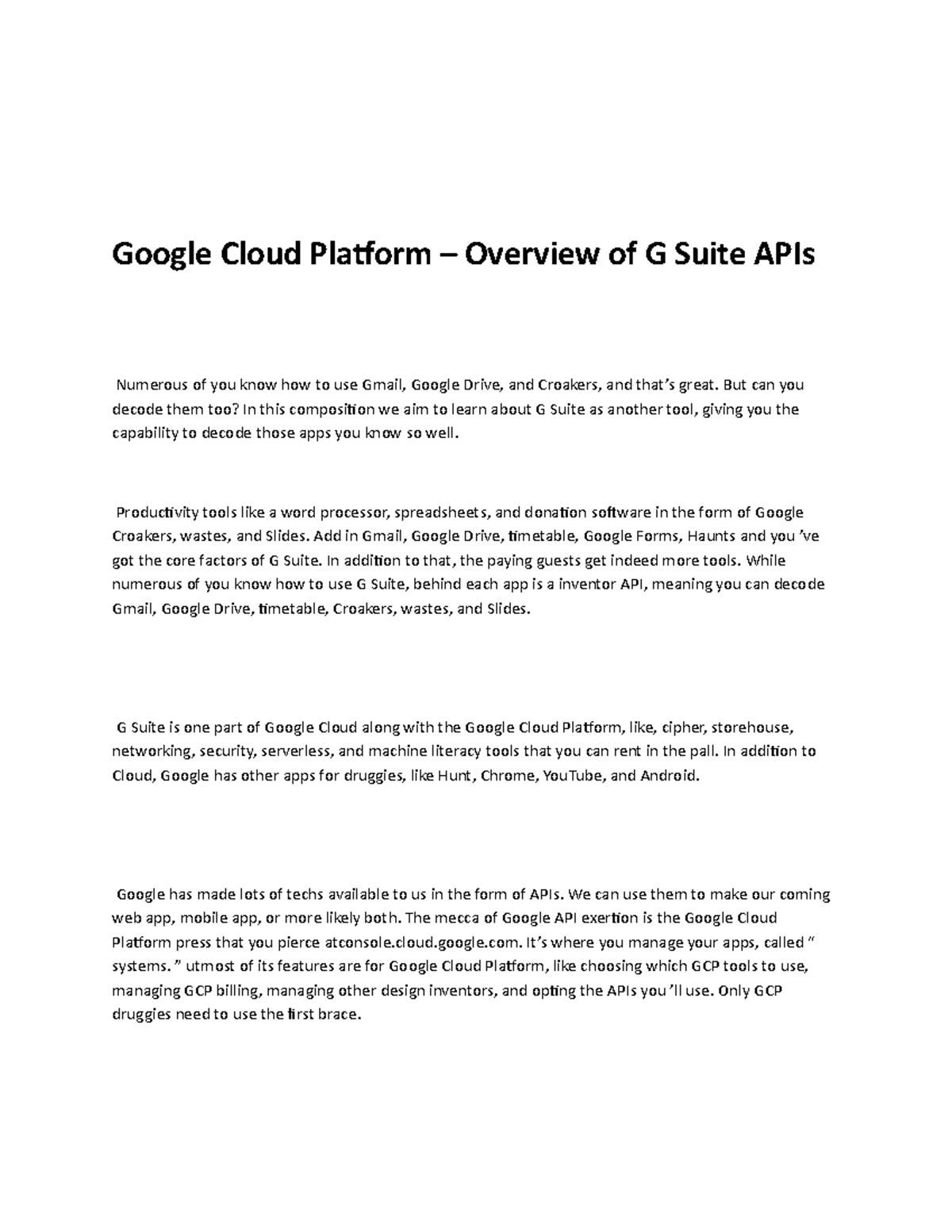 Google Cloud Platform – Overview of G Suite APIs - But can you decode ...