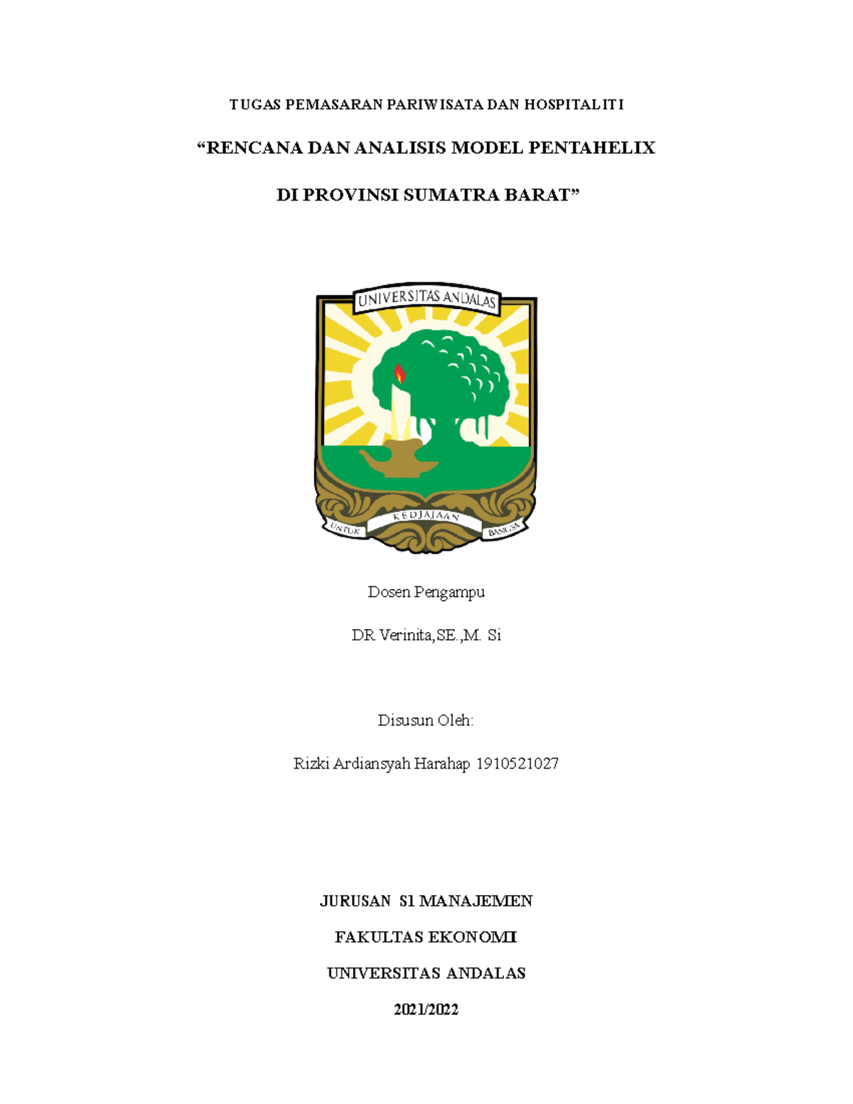 “RENCANA DAN ANALISIS MODEL PENTAHELIX DI PROVINSI SUMATRA BARAT ...