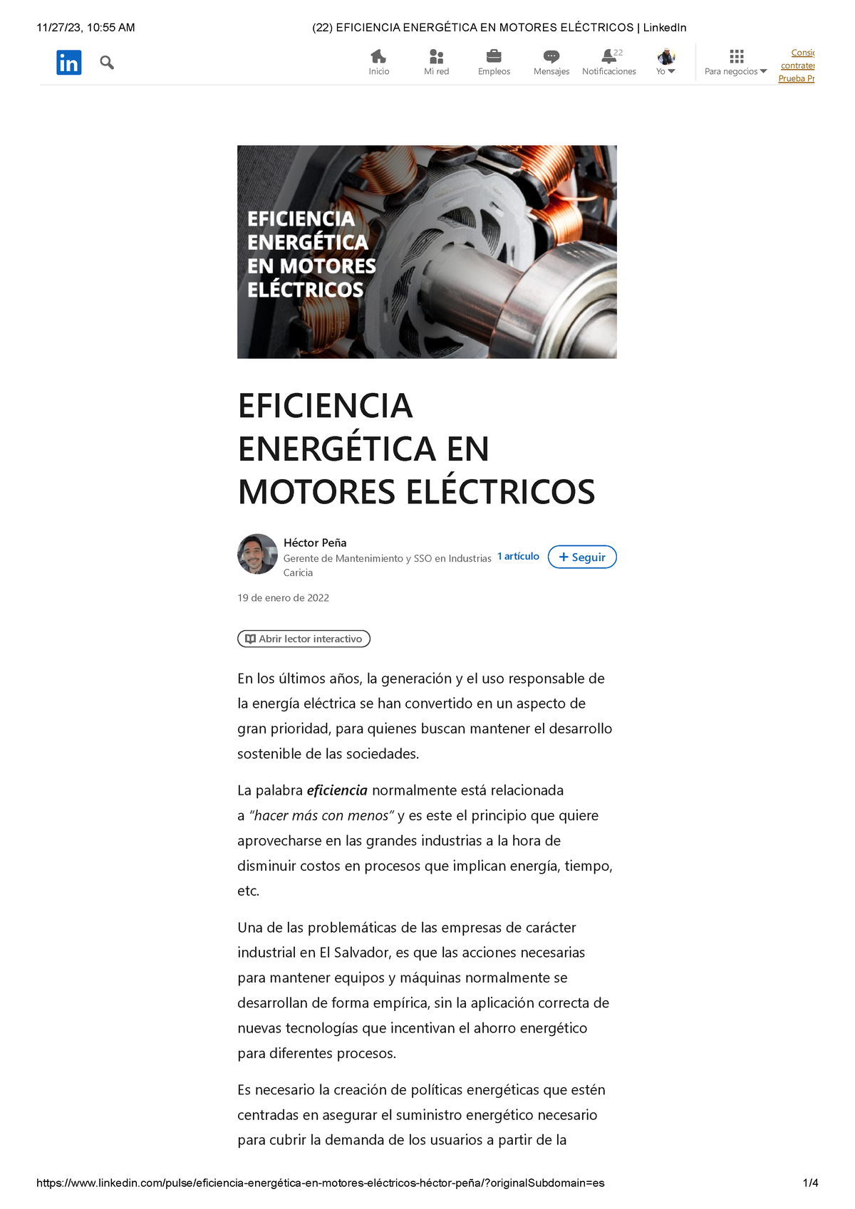 (22) Eficiencia Energética EN Motores Eléctricos Linked In - EFICIENCIA ...