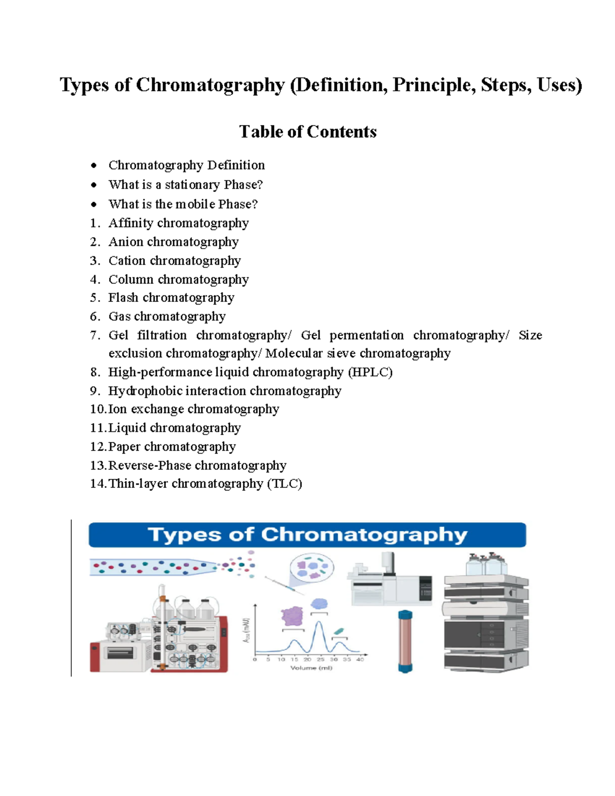 Chromatography notes Types of Chromatography (Definition, Principle