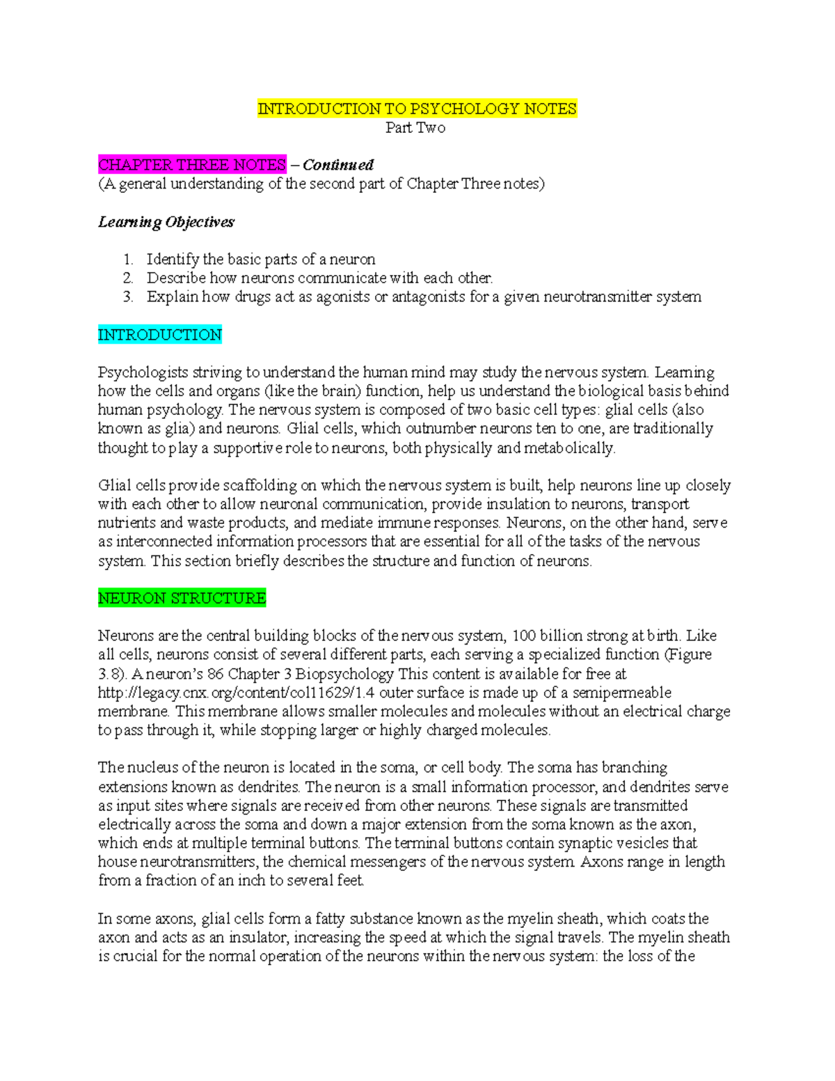 Introduction TO Psychology Notes Chapter Three Part Two - INTRODUCTION ...