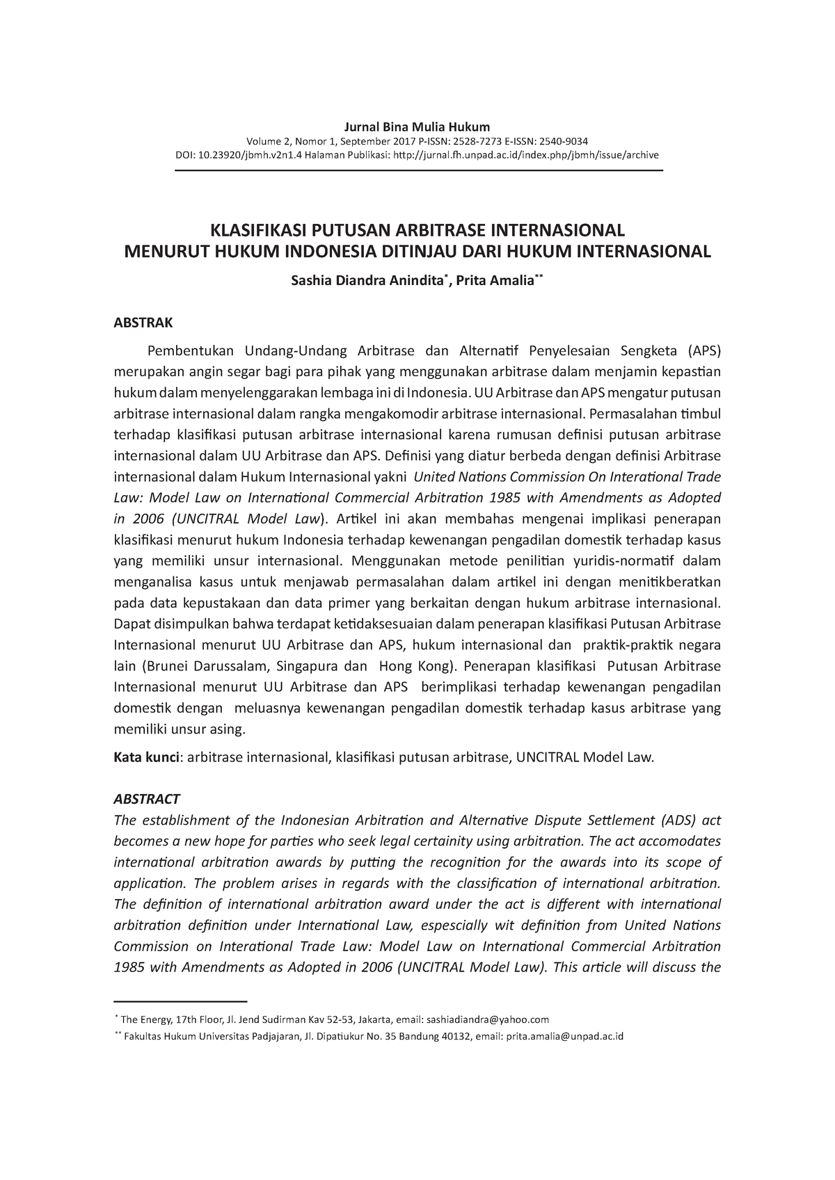 Klasifikasi Putusan Arbitrase Internasional Menurut Hukum Indonesia ...