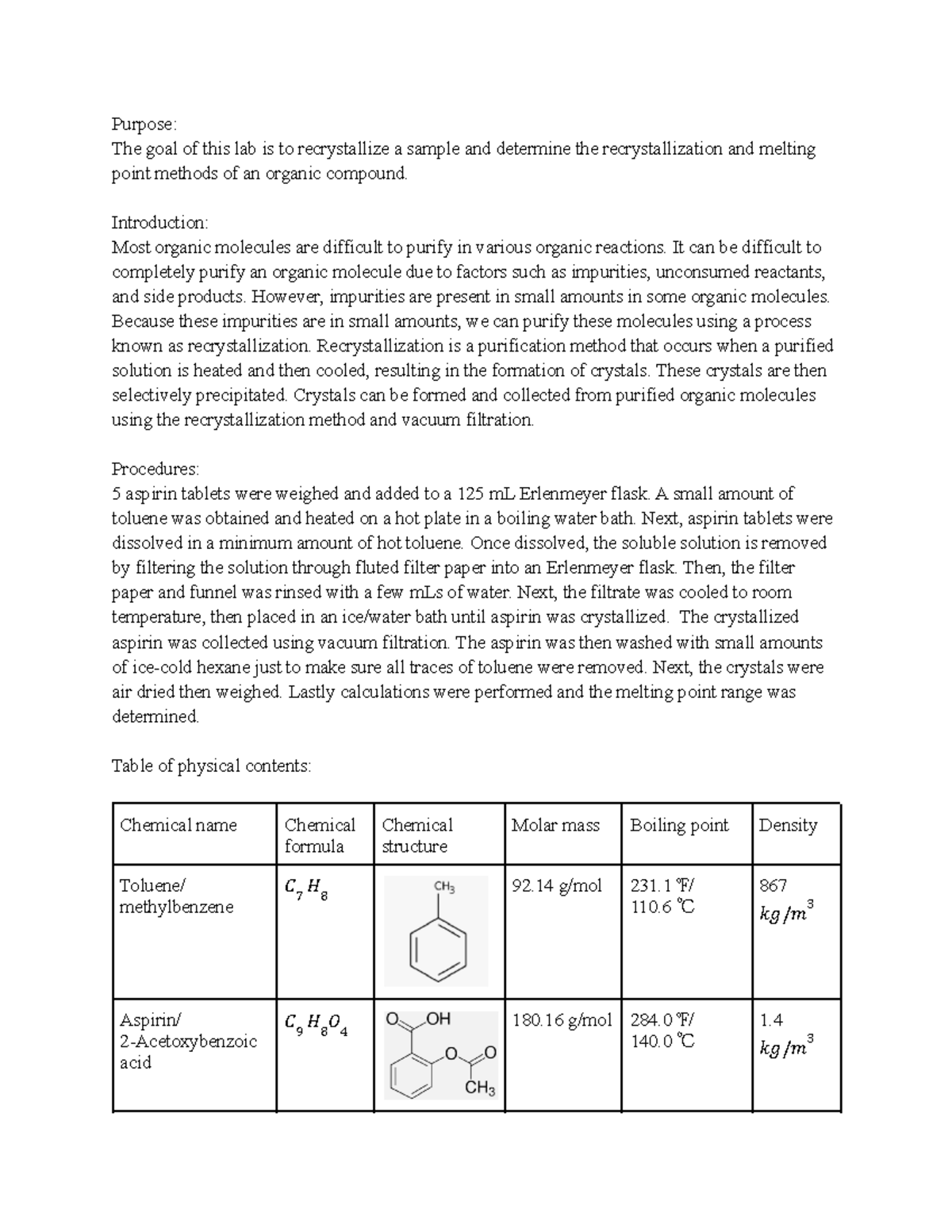 Review of Recrystallization chapter 14 Purpose The goal of this lab