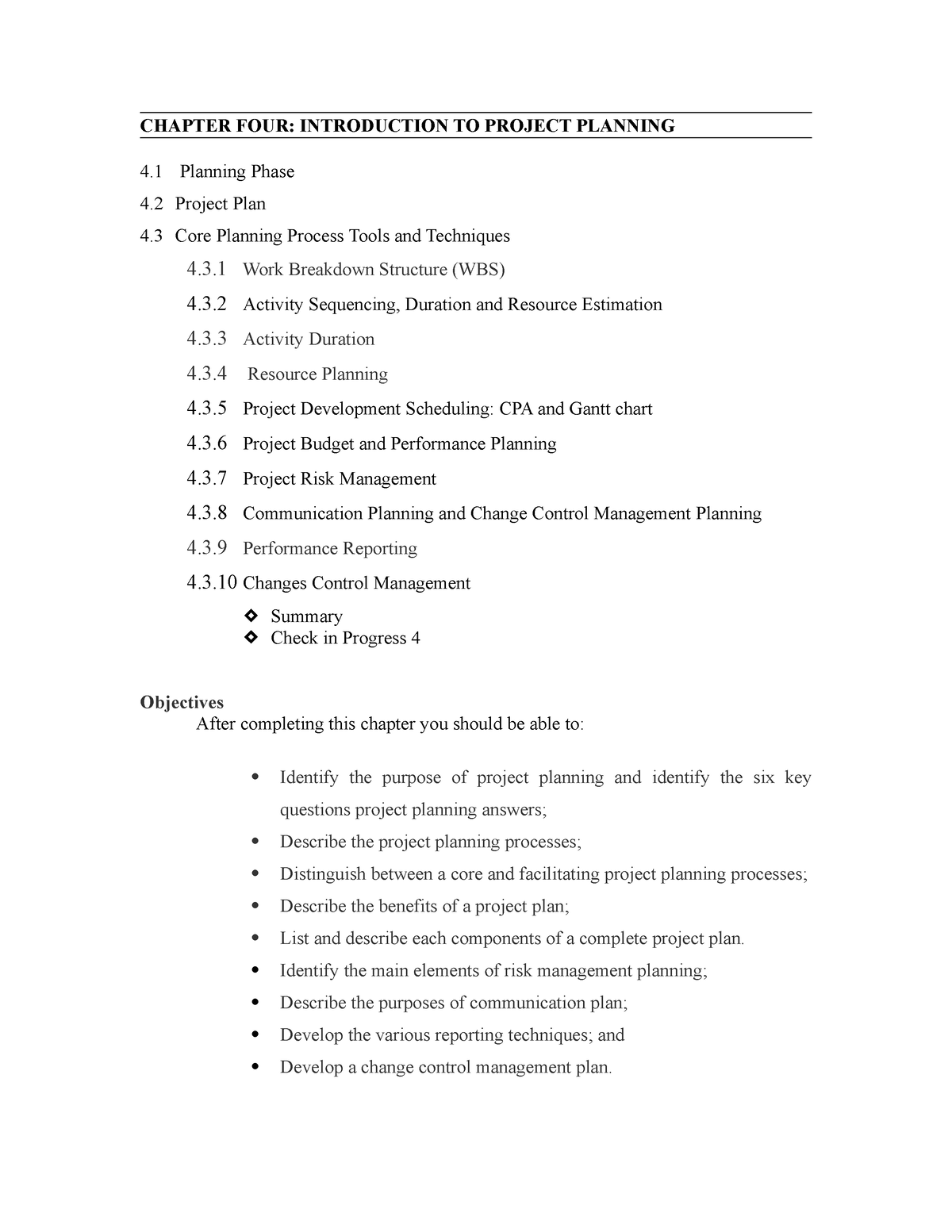 Chapter 4 - Project Management - CHAPTER FOUR: INTRODUCTION TO PROJECT ...