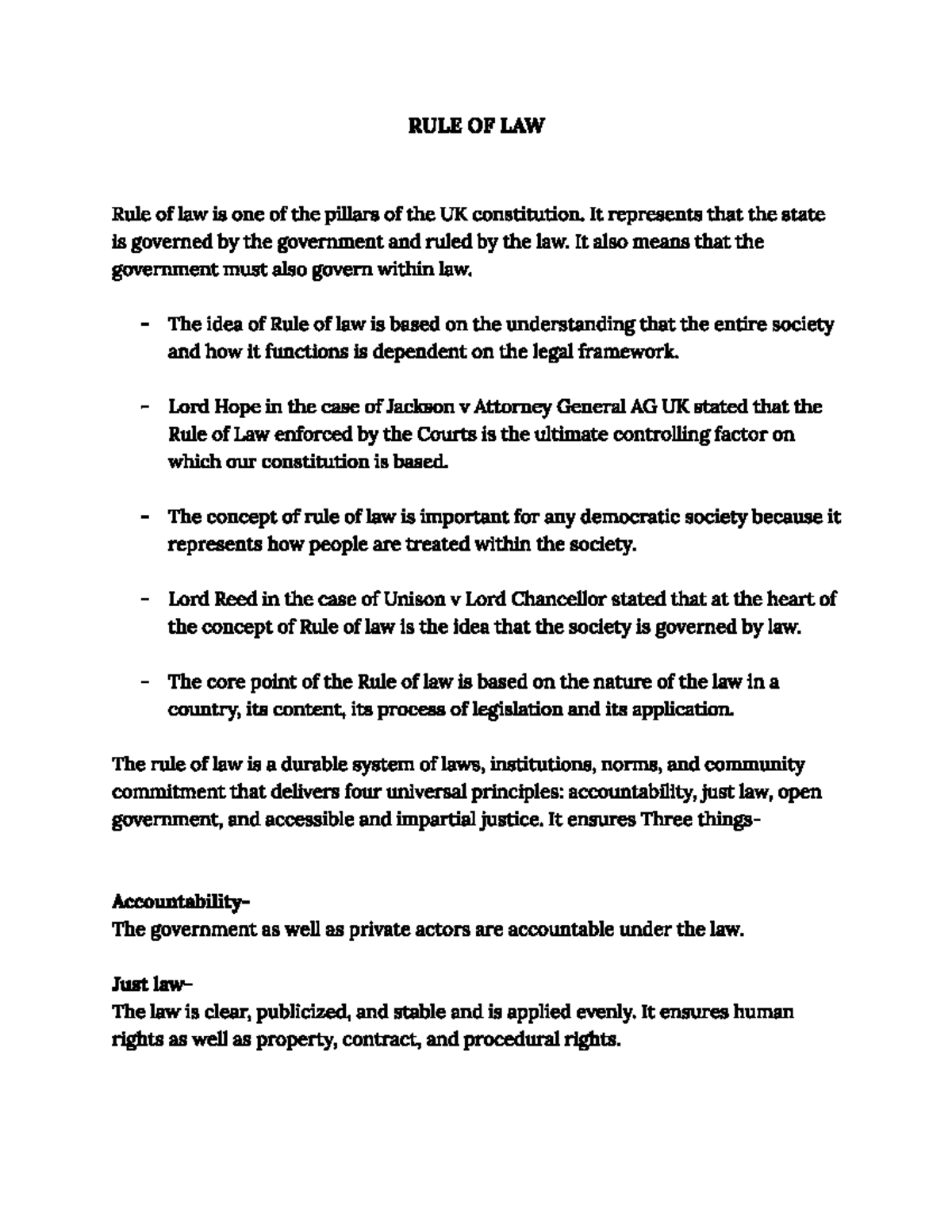 Rule of Law Basics - constitutional Law - Studocu