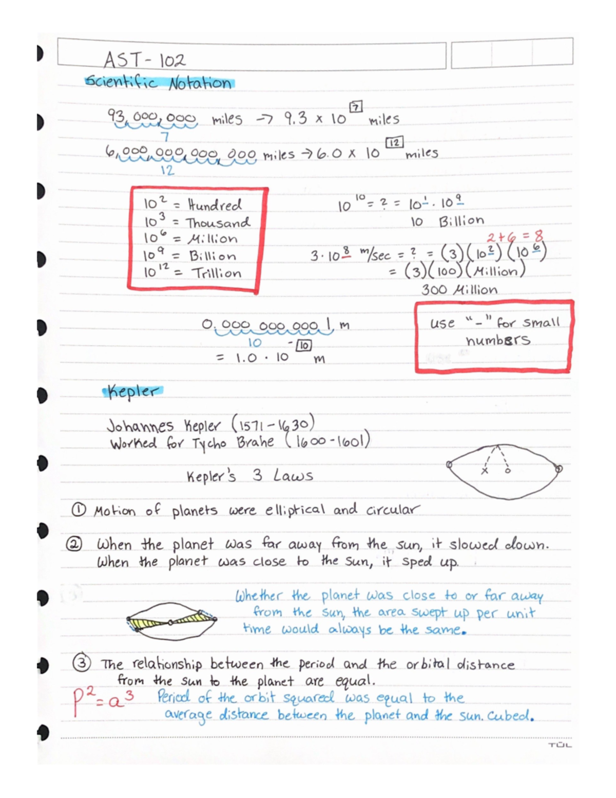 Scientific Notation, Kepler, and Newton Notes - AST 102 - Studocu