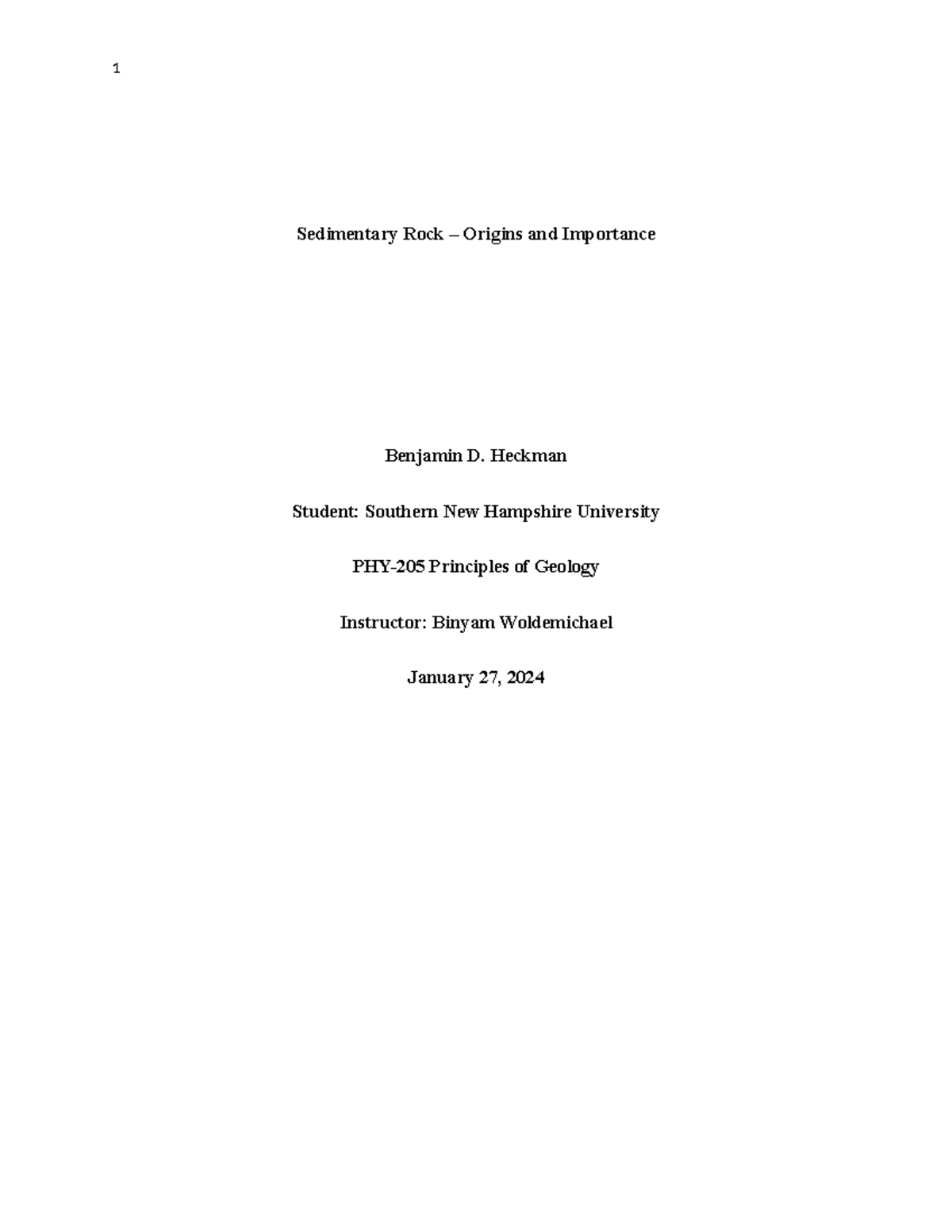 PHY205 Sedimentary Rock Origins and Importance - Sedimentary Rock ...