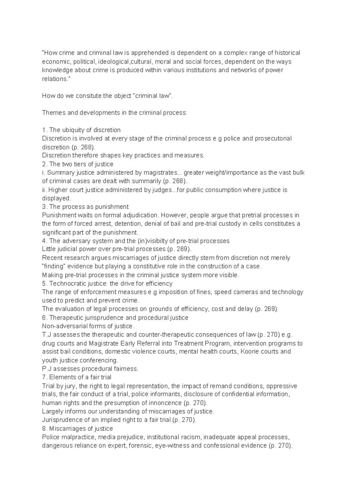 Discretion - Textbook note-taking - “How crime and criminal law is ...