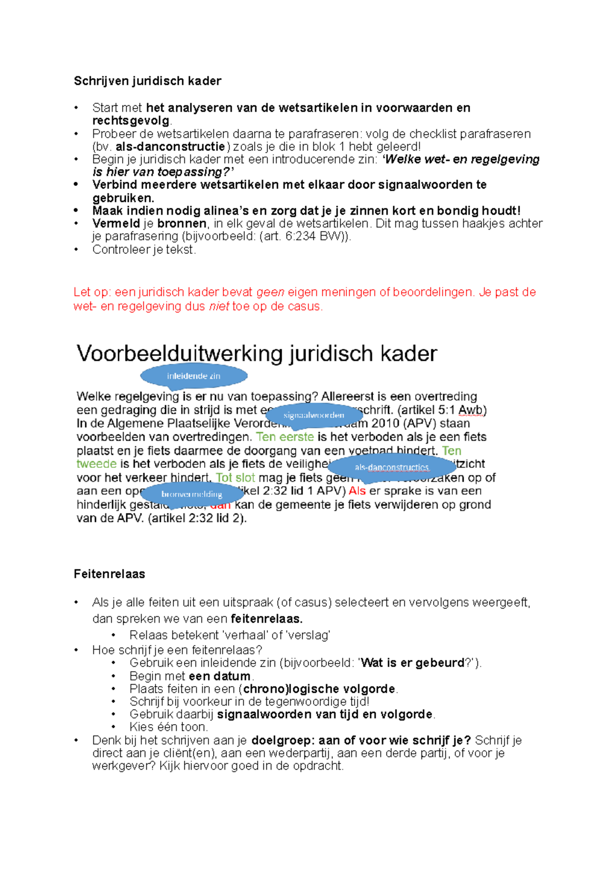 Juridisch Kader En Feitenrelaas Schrijven Juridisch Kader Start Met Het Analyseren Van De