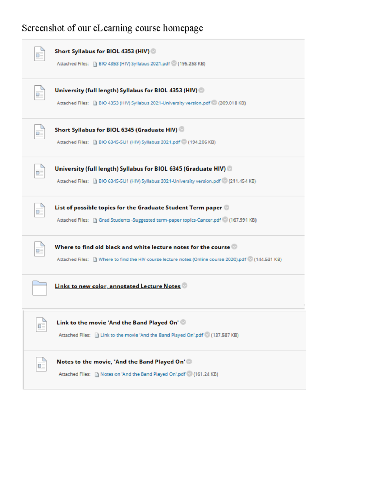 26914857 - Lecture Notes - Screenshot of our eLearning course homepage ...