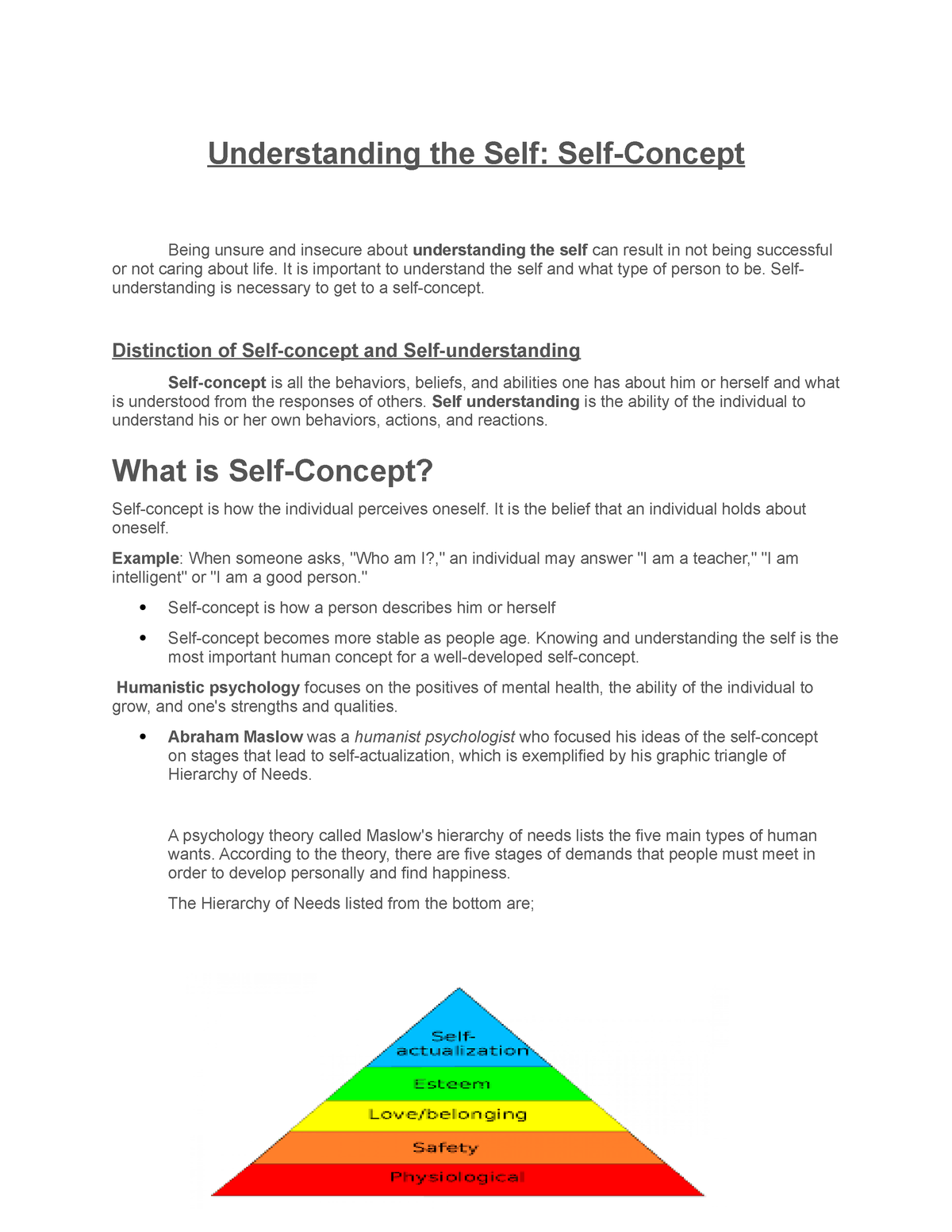 Understanding the Self, Self-concept - Understanding the Self: Self ...