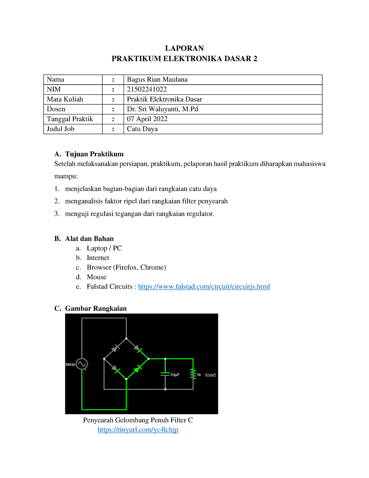 Laprak ELKA Analog 2 JOB 6 - LAPORAN PRAKTIKUM ELEKTRONIKA DASAR 2 Nama ...