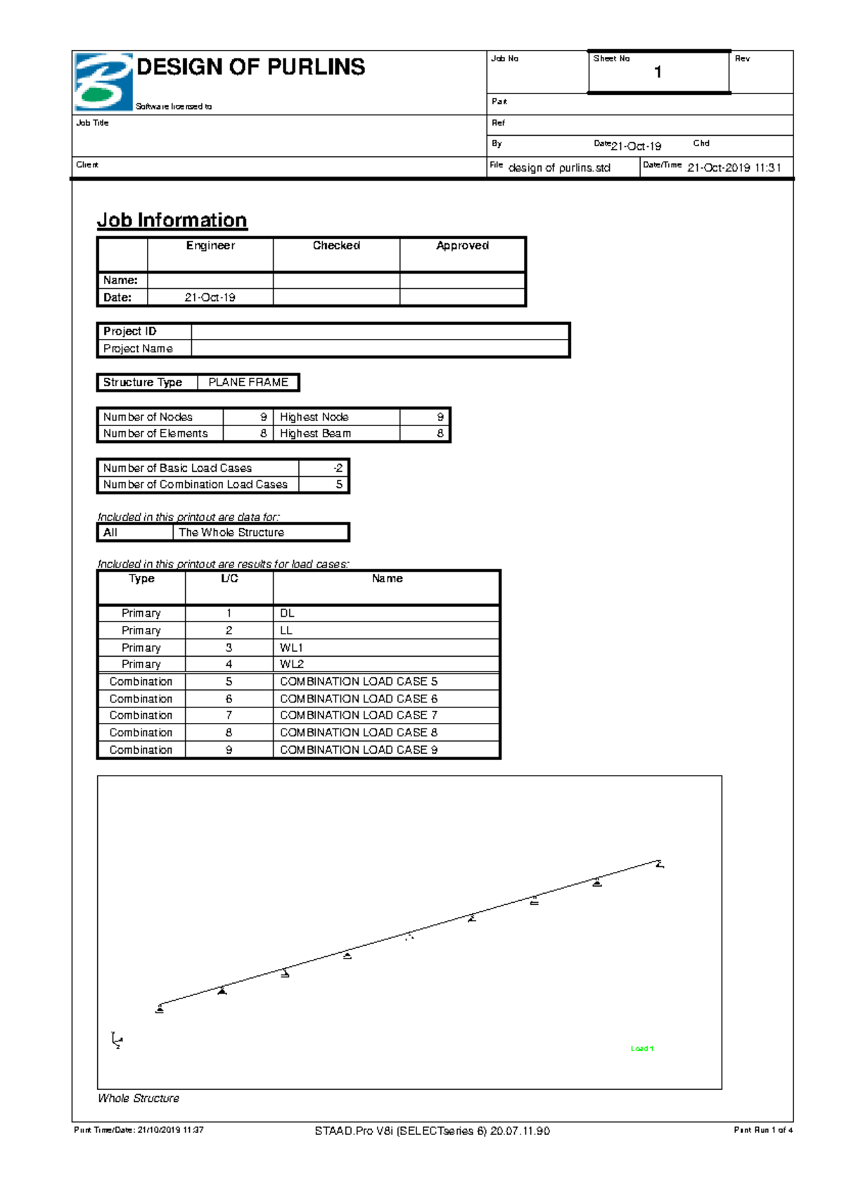 Design of purlins - DESIGN OF PURLINS Software licensed to Job Title ...