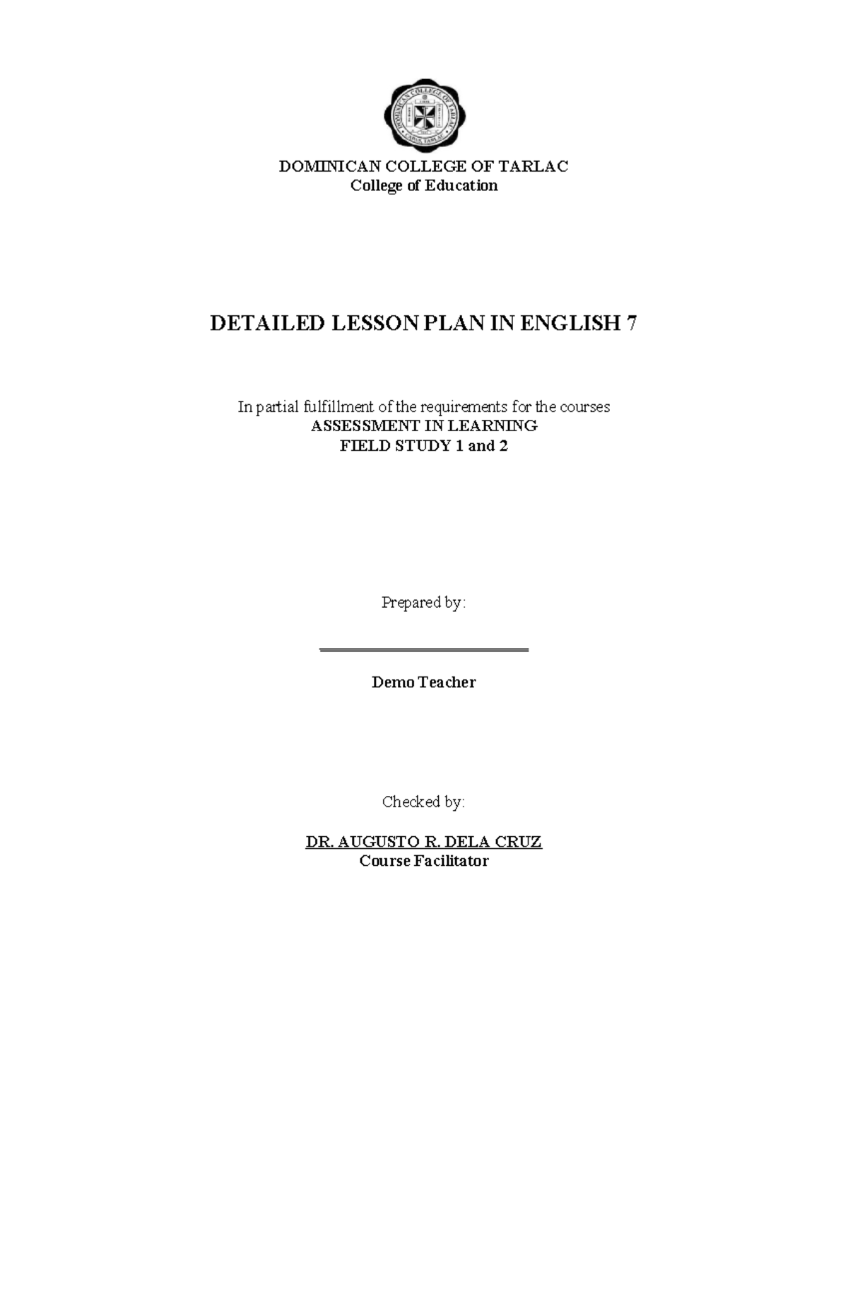 Modified Detailed LP Prof Ed - DOMINICAN COLLEGE OF TARLAC College of ...