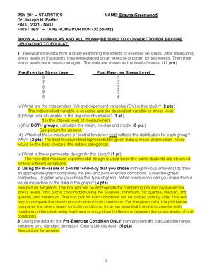 Homework #7 - HOMEWORK # 7 – show all formulas and all work – all work ...