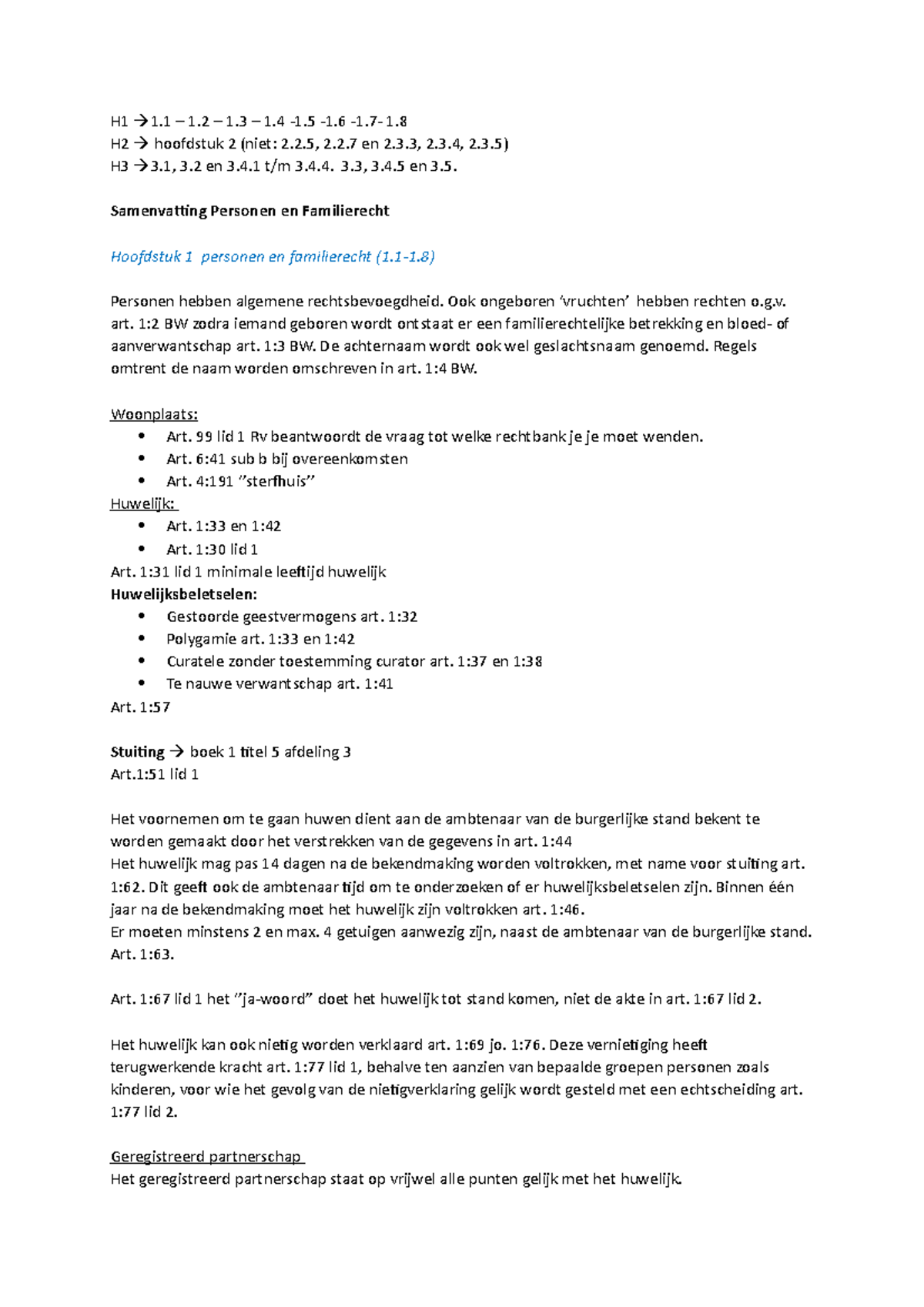 Samenvatting Personen En Familierecht - H1 1 – 1 – 1 – 1 -1 -1 -1- 1 ...