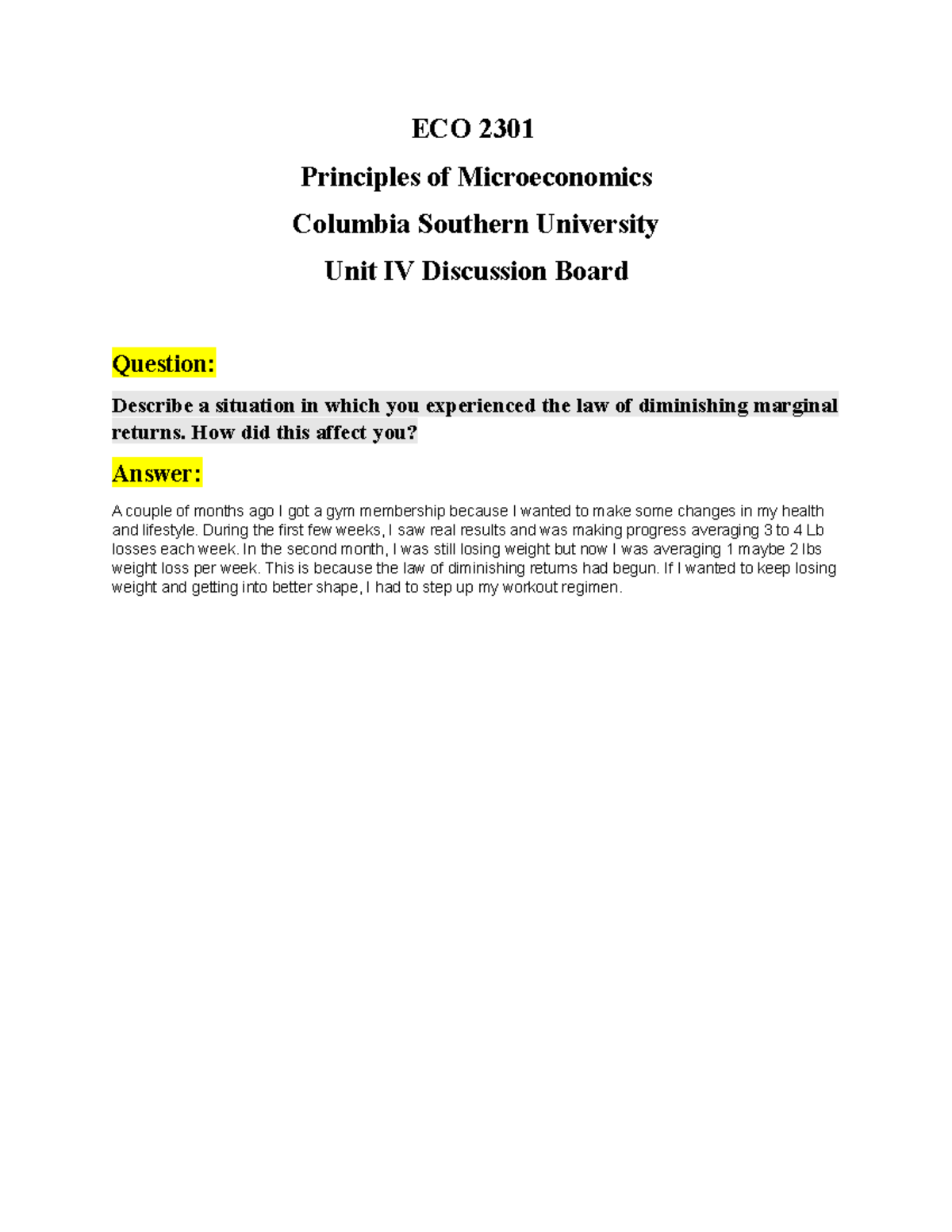 Unit iv discussion eco 2301 principles of microeconomics columbia