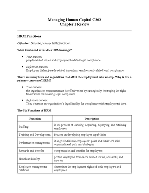 Chapter 3 Review - Managing Human Capital C Chapter 3 Review Diversity ...