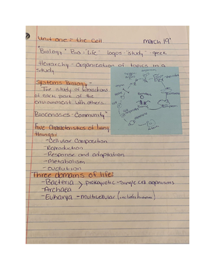 Biology 101 Study Notes - Biology 101 Diversity of Living - Studocu