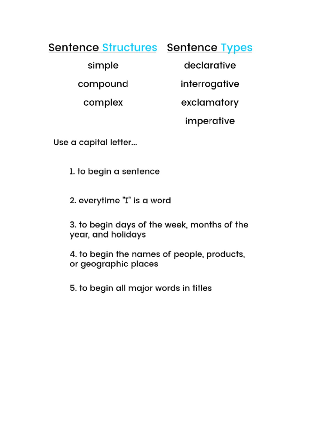 Clases de Ingles - Sentence Structures Sentence Types simple ...