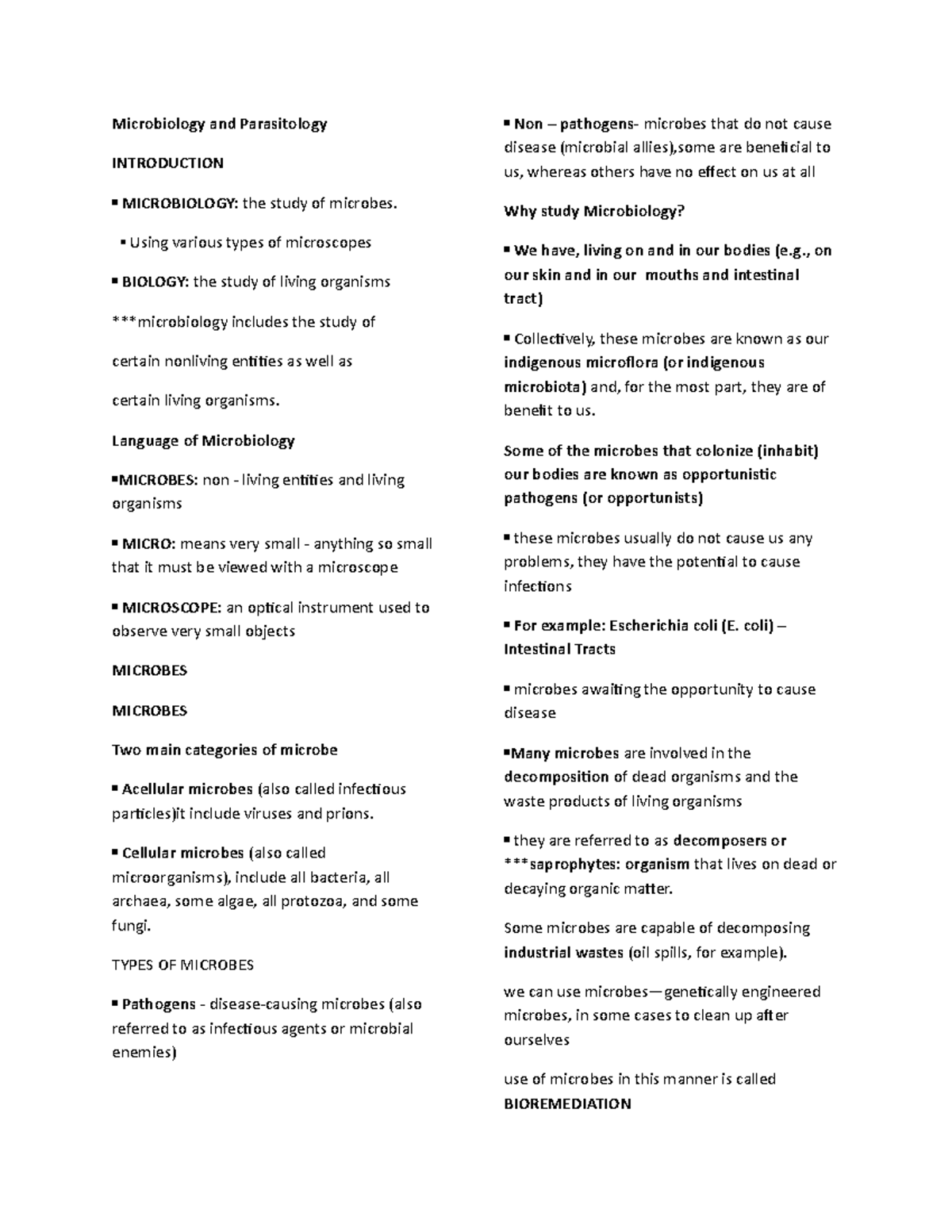 Microbiology Reviewer - Microbiology and Parasitology INTRODUCTION ...