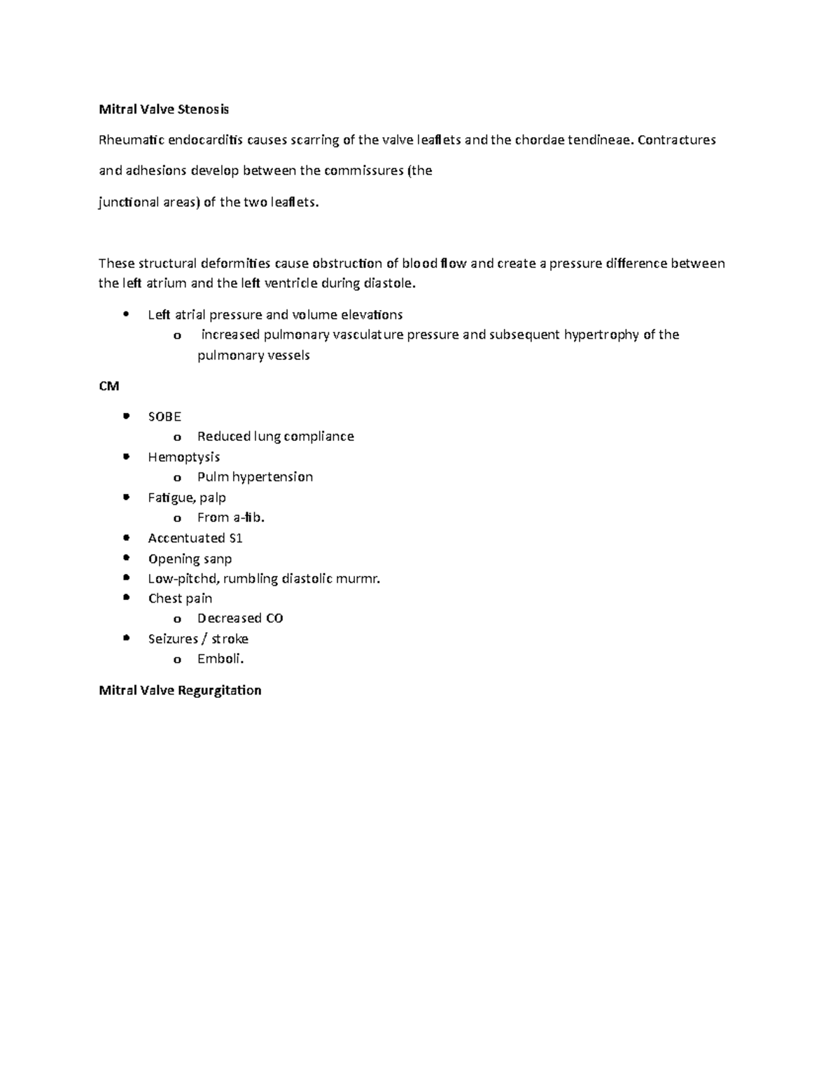 Valvular Textbook - cardiac notes - Mitral Valve Stenosis Rheumatic ...