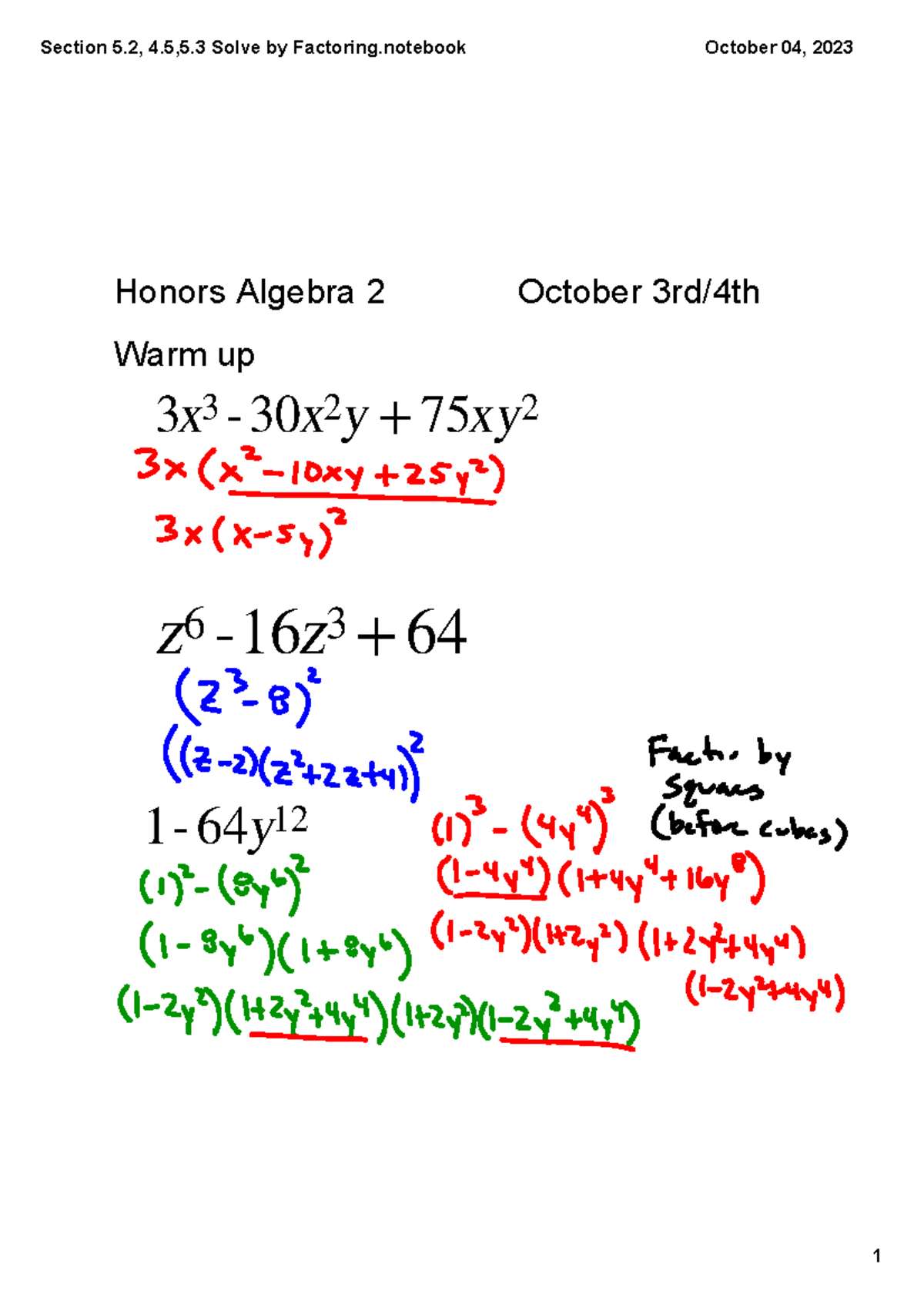 Section+4 - Unit 2 of Algebra 2 Honors at Langley High School FCPS ...