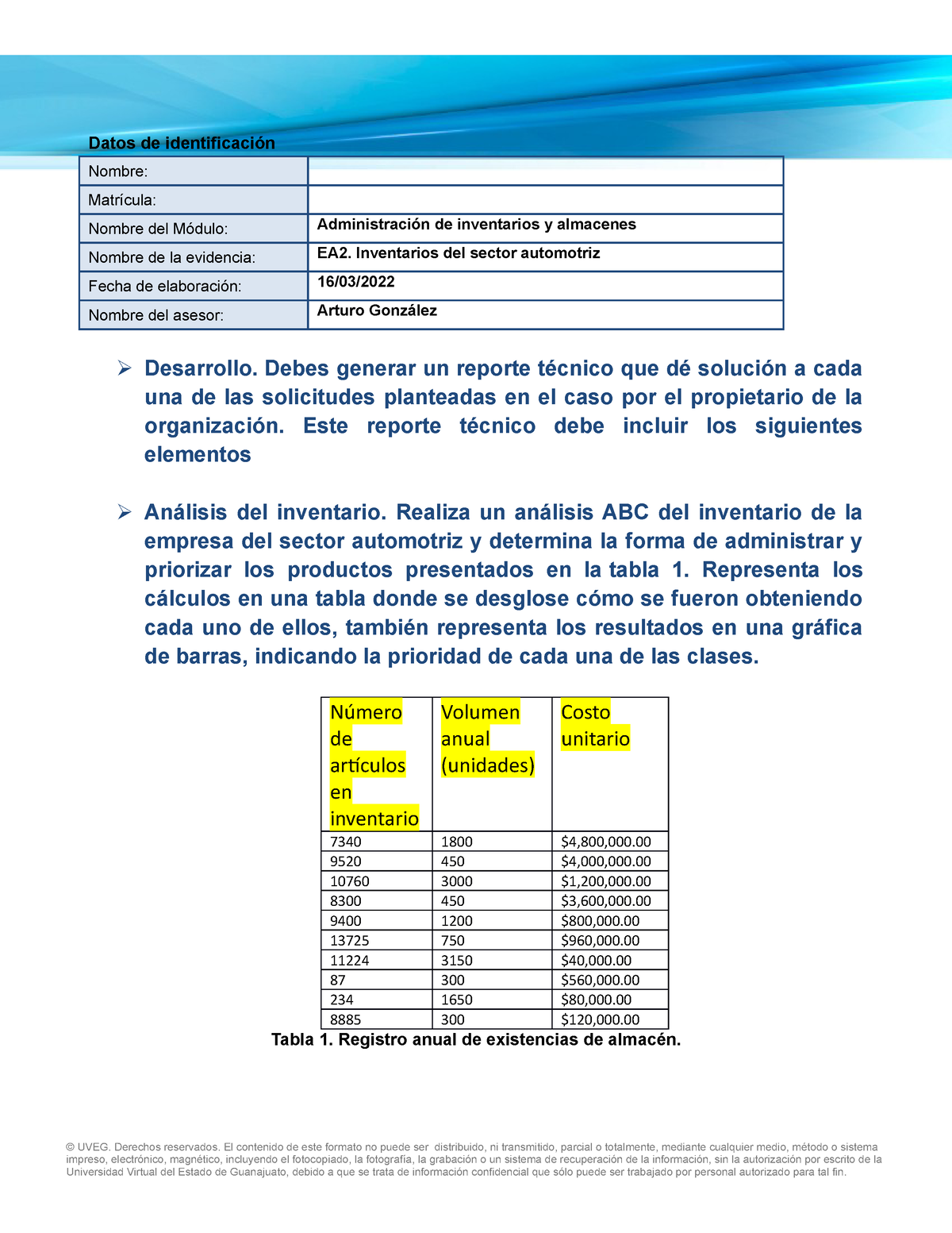 Ea2 Inventarios Del Sector Automotriz Datos De Identificación Nombre Matrícula Nombre Del 7562
