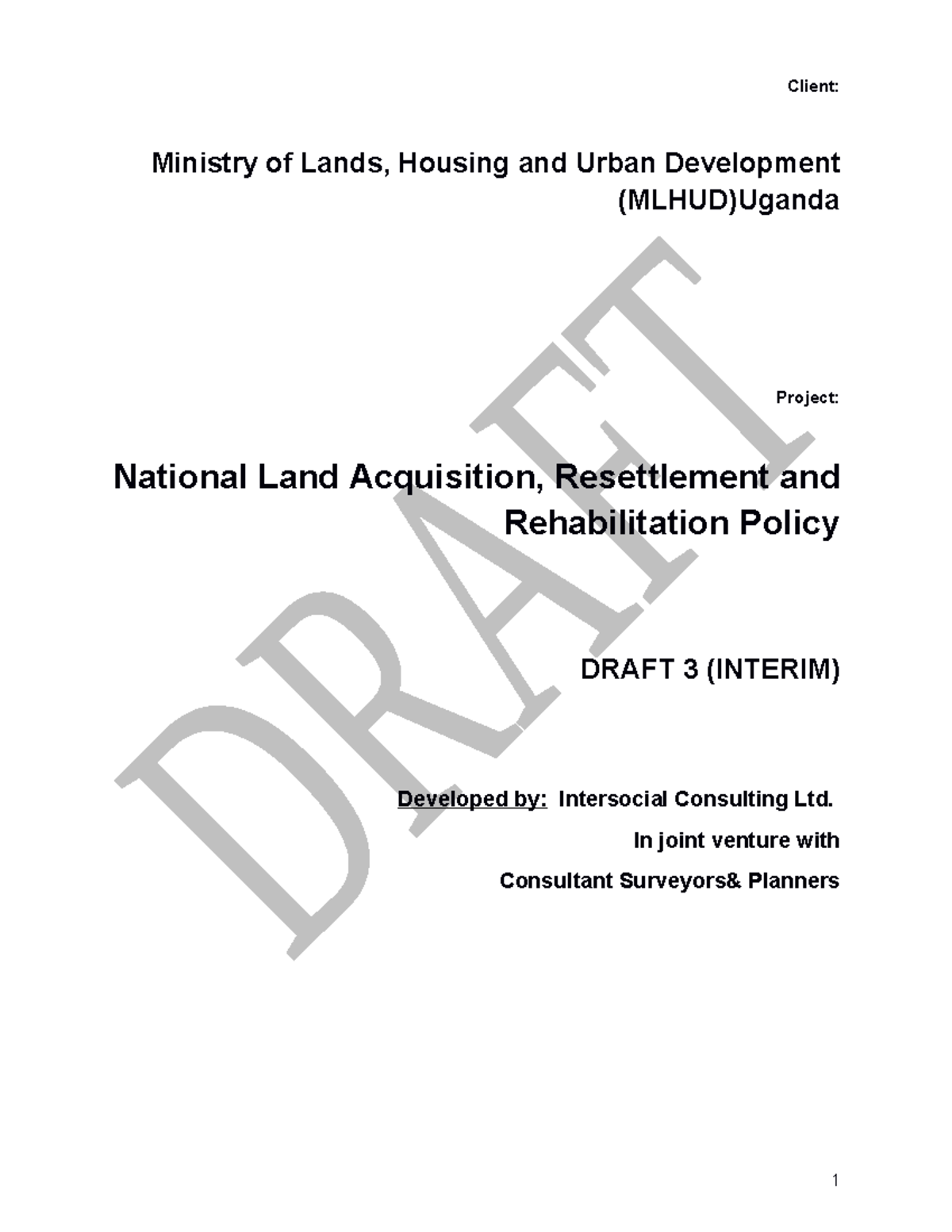 181113 Larrp Revised Draft 3 Client Ministry of Lands, Housing and