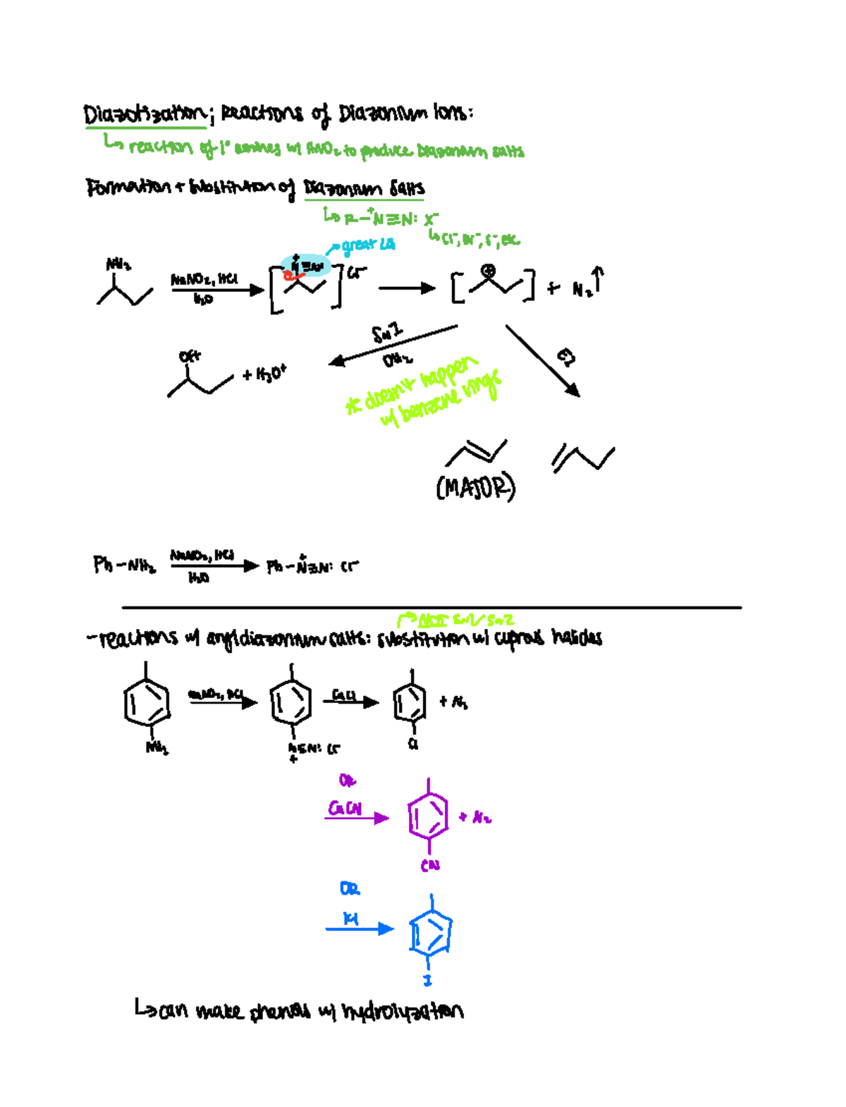 Ch. 23.10 Notes - Diazotization Reactions of DiazoniumIons reactionof 1 ...