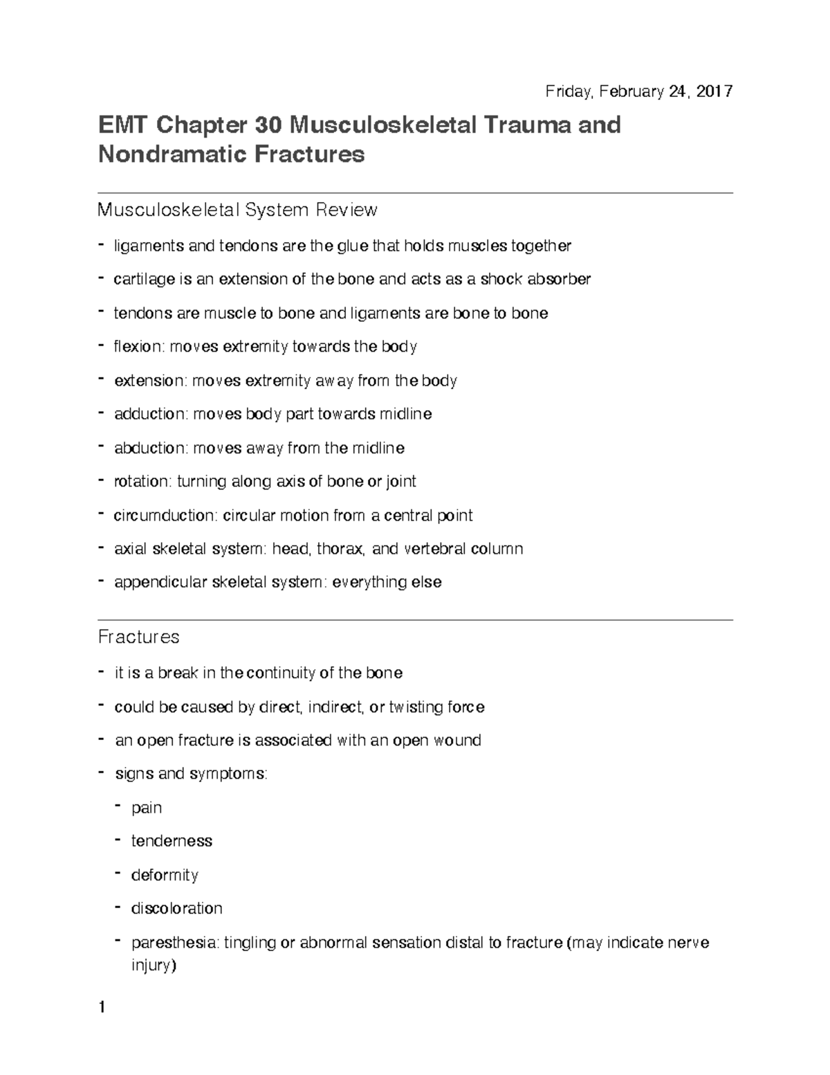 Chapter 30 Prehospital Emergency - EMT Chapter 30 Musculoskeletal ...