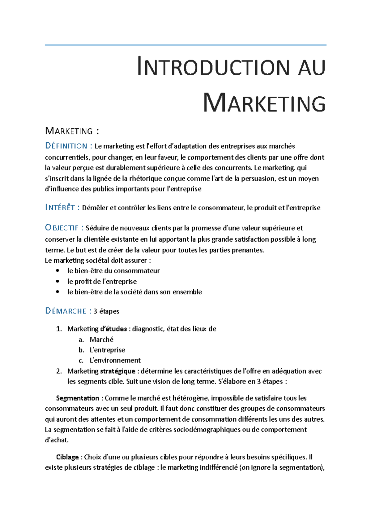 Introduction Au Marketing Cours Complet - INTRODUCTION AU MARKETING ...